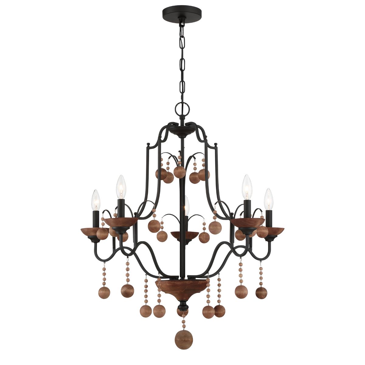 Colonial Charm 28 In. 5 Lights Chandelier Old Bronze Finish - Bees Lighting