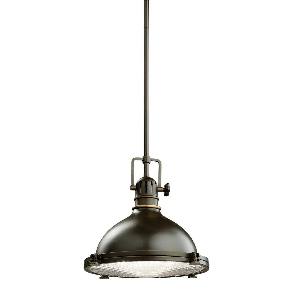 Hatteras Bay 12" 1-Light Pendant Light with Clear fresnel glass, Olde bronze Finish - Bees Lighting