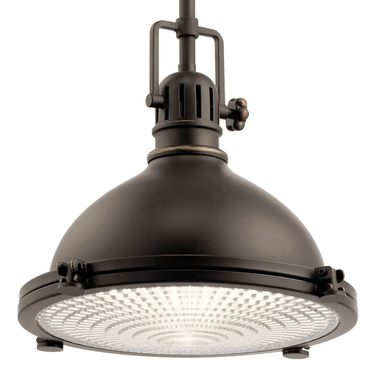 Hatteras Bay 12" 1-Light Pendant Light with Clear fresnel glass, Olde bronze Finish - Bees Lighting