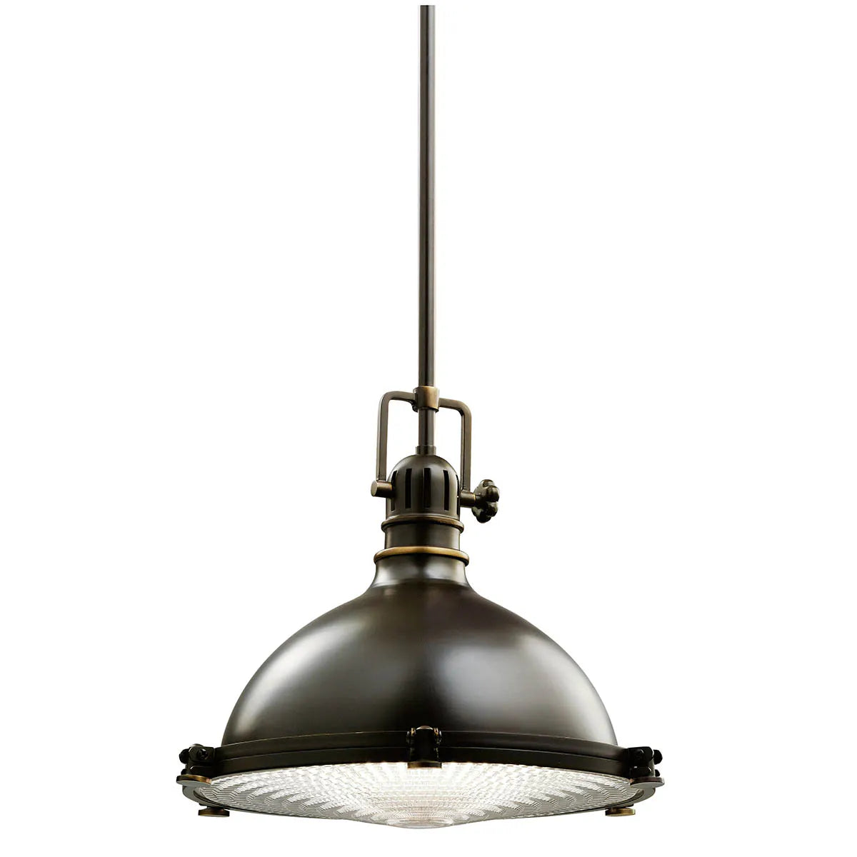 Hatteras Bay 13" 1-Light Pendant Light with Clear fresnel glass, Olde bronze Finish - Bees Lighting