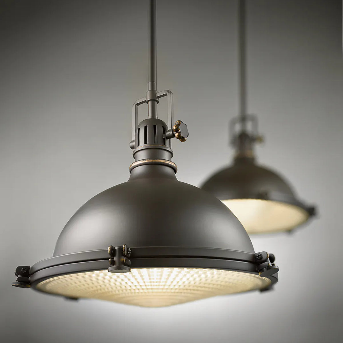 Hatteras Bay 13" 1-Light Pendant Light with Clear fresnel glass, Olde bronze Finish - Bees Lighting