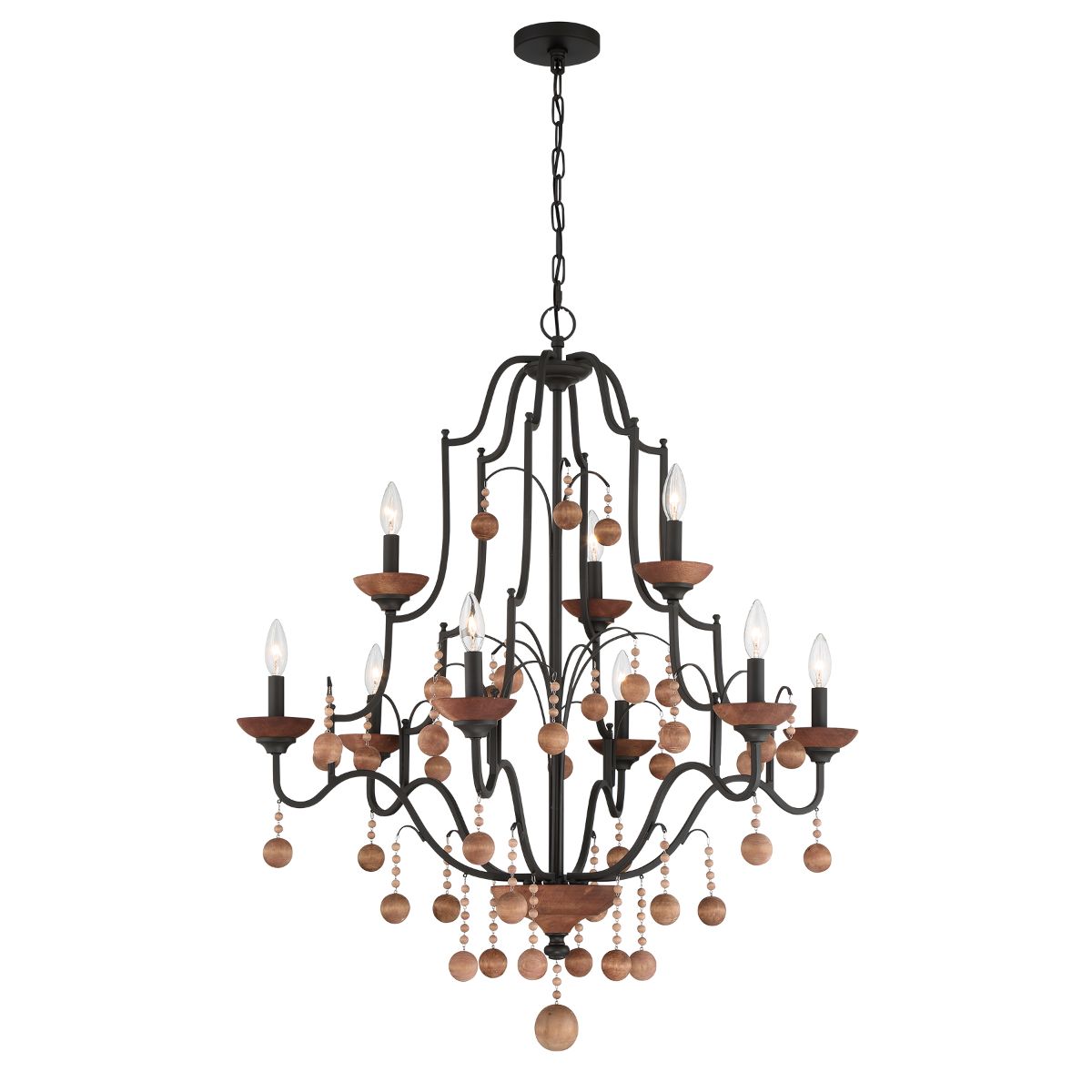 Colonial Charm 33 In. 9 Lights Chandelier Old Bronze Finish - Bees Lighting