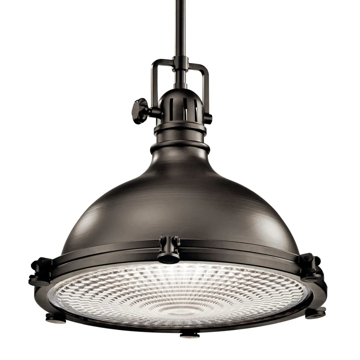 Hatteras Bay 18" 1-Light Pendant Light with Clear fresnel glass, Olde bronze Finish - Bees Lighting