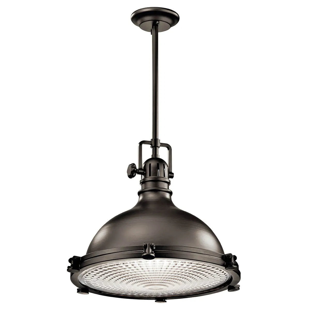 Hatteras Bay 18" 1-Light Pendant Light with Clear fresnel glass, Olde bronze Finish - Bees Lighting