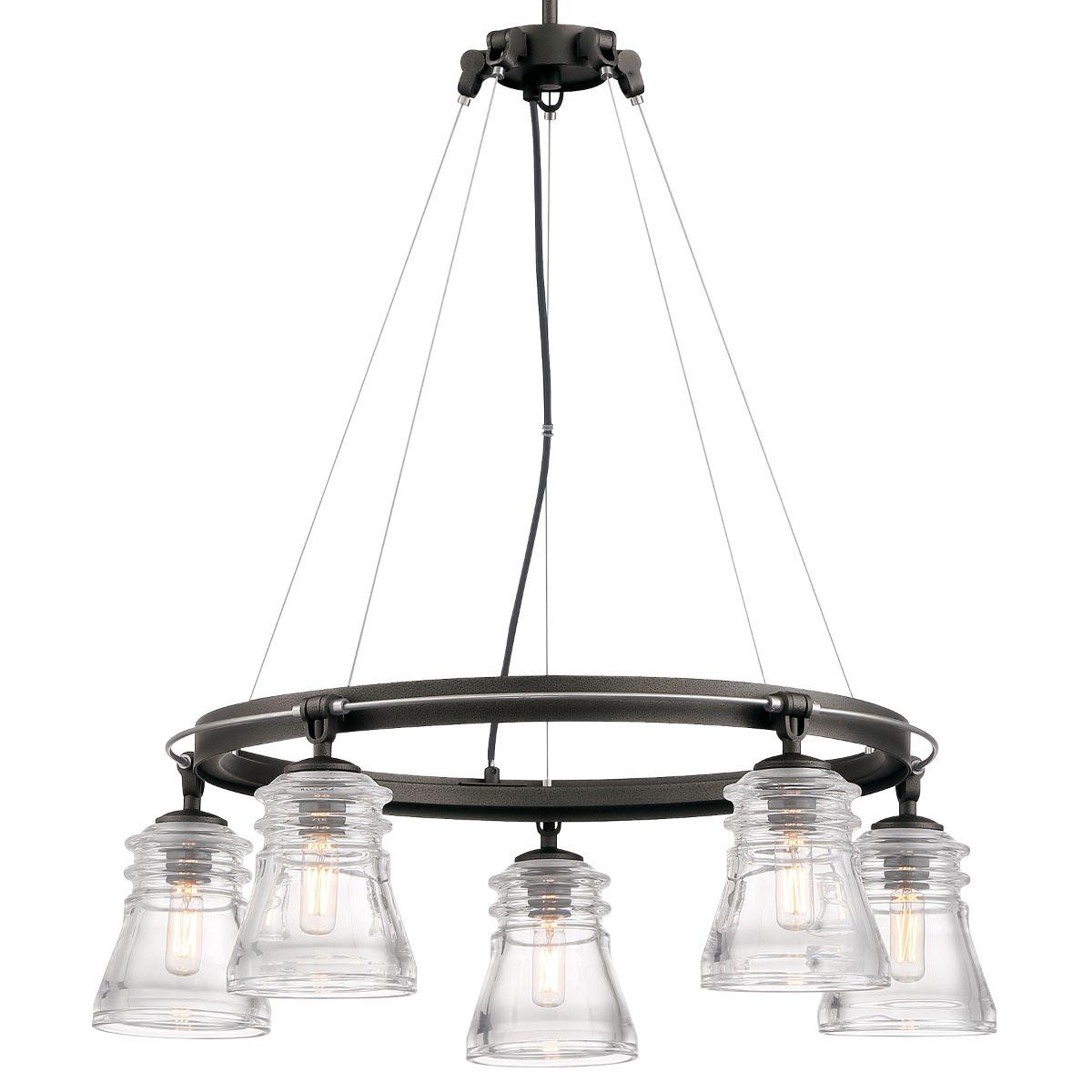 Graham Avenue 26 In. 5 Lights Chandelier Iron & brushed nickel Finish - Bees Lighting