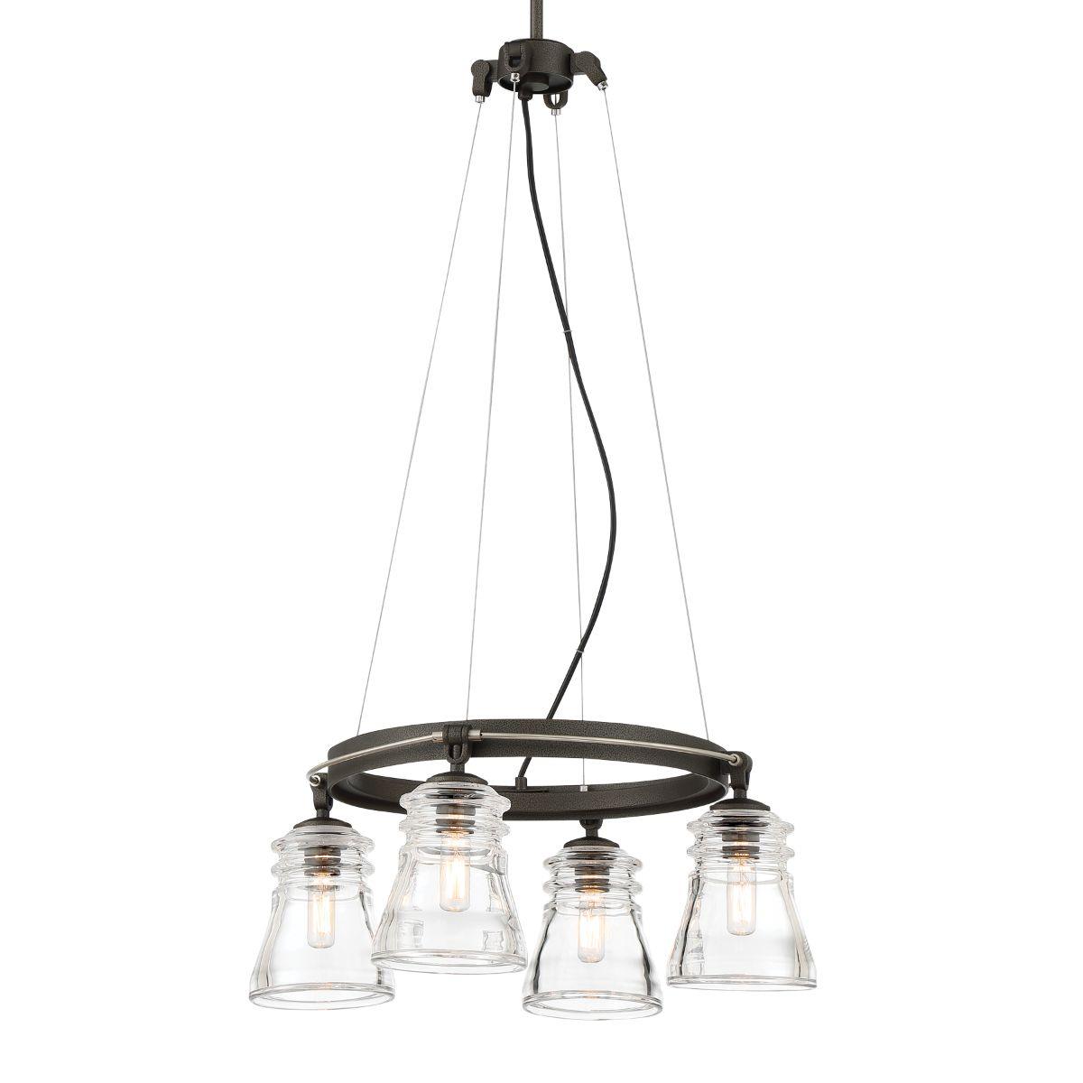 Graham Avenue 20 In. 4 Lights Chandelier Iron & brushed nickel Finish - Bees Lighting