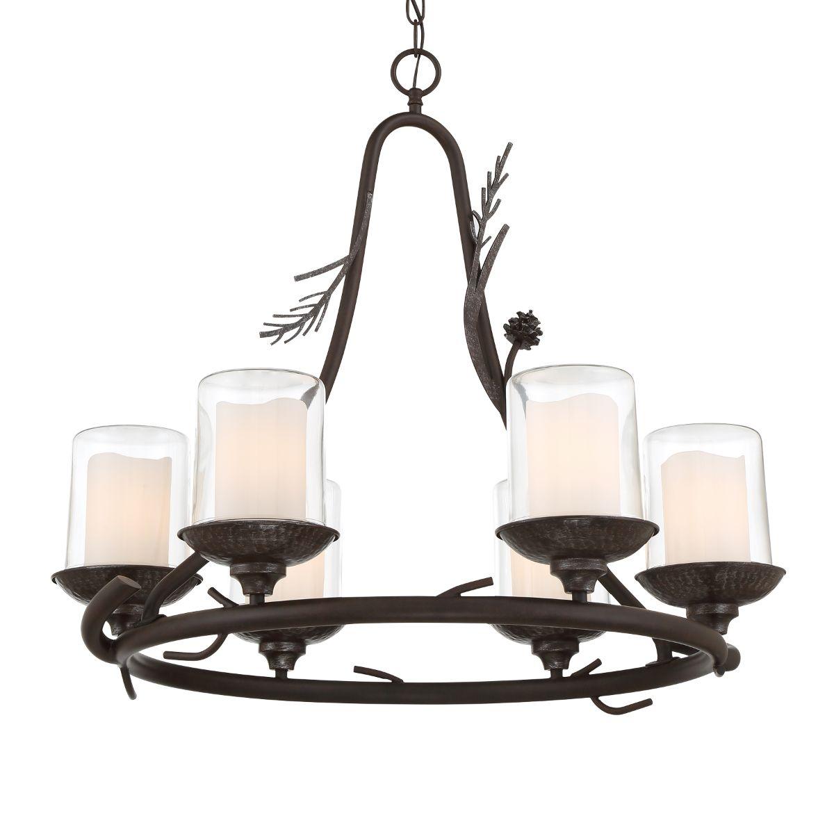 Ponderosa Ridge 28 In. 6 Lights Chandelier Bronze Finish - Bees Lighting