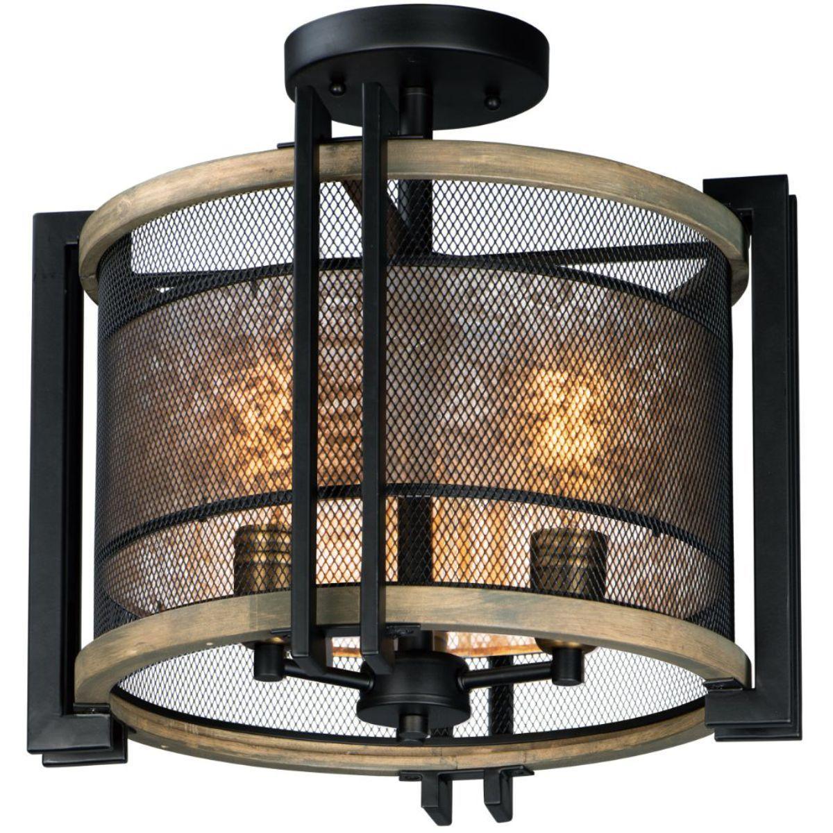 Boundry 17 in. 3 Lights Semi flush Mount Light Black finish - Bees Lighting