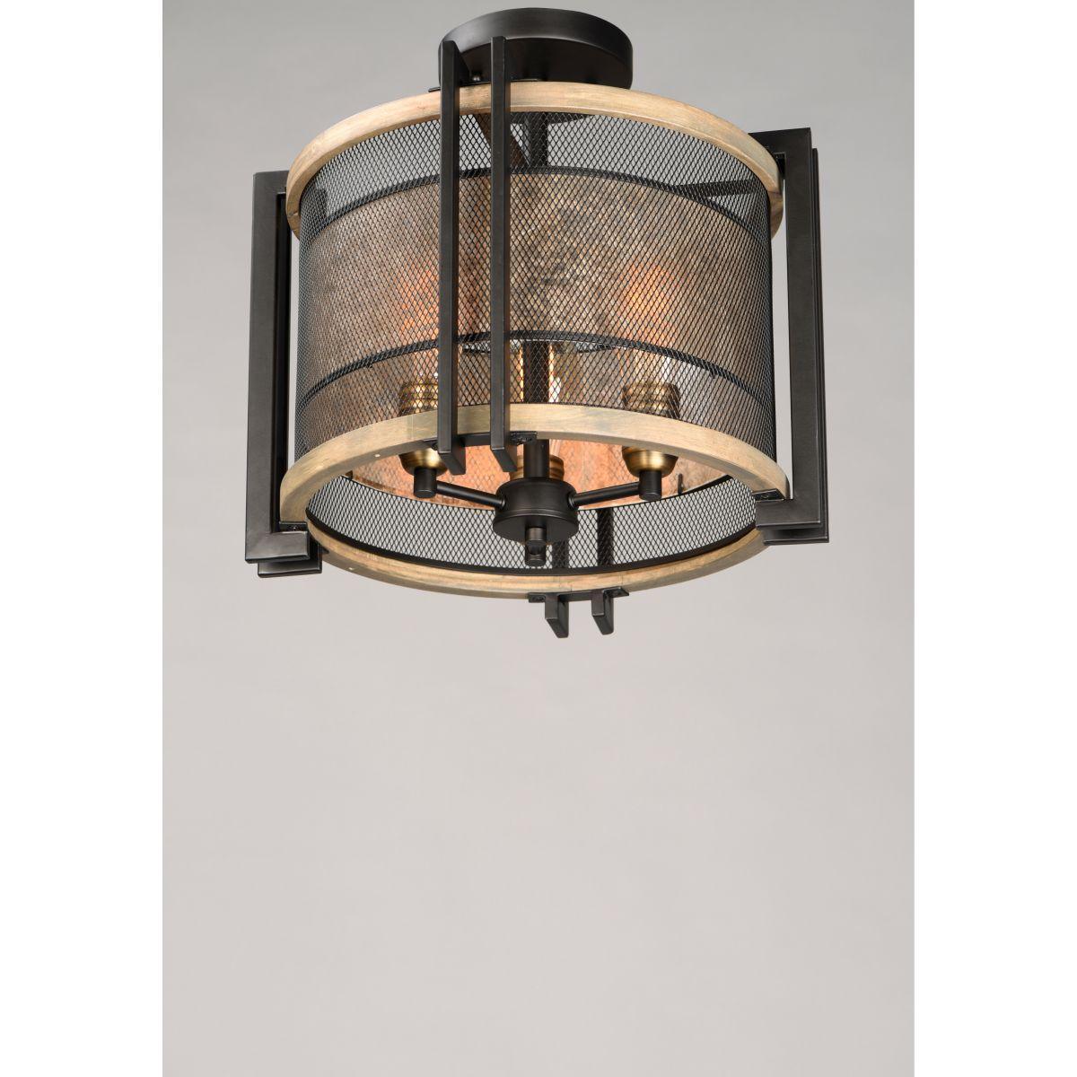 Boundry 17 in. 3 Lights Semi flush Mount Light Black finish - Bees Lighting