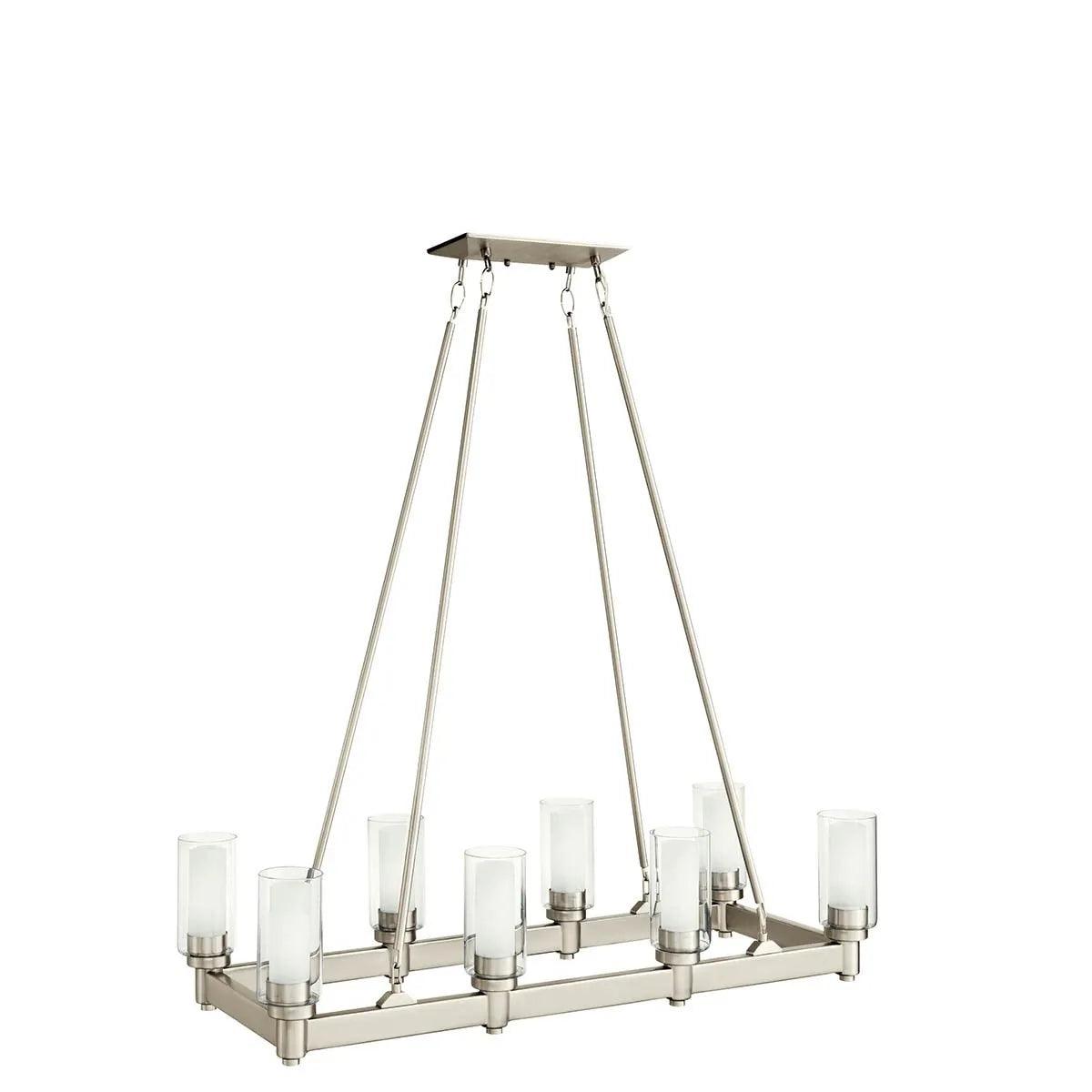 Circolo 39" 8-Light Linear Chandelier with Clear Glass, Brushed Nickel Finish - Bees Lighting