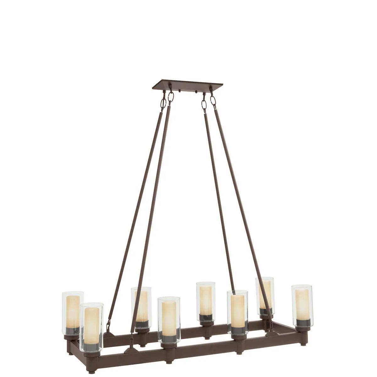 Circolo 39" 8-Light Linear Chandelier with Clear Glass, Olde Bronze Finish - Bees Lighting