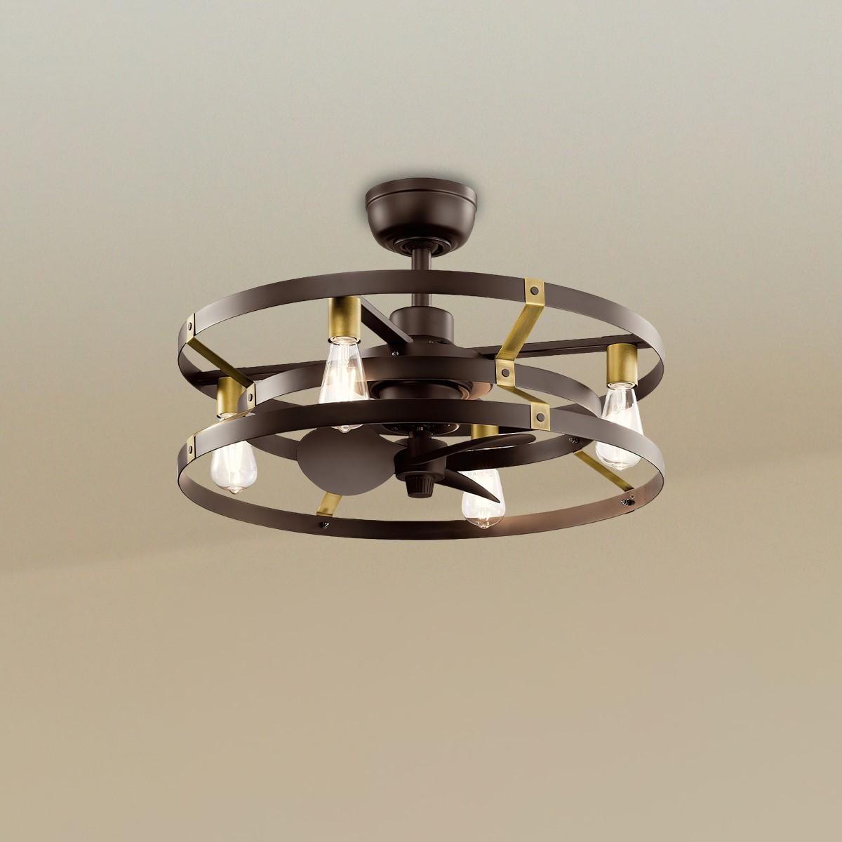 Cavelli 25 Inch Bronze LED Fandelier Ceiling Fan with Wall Control