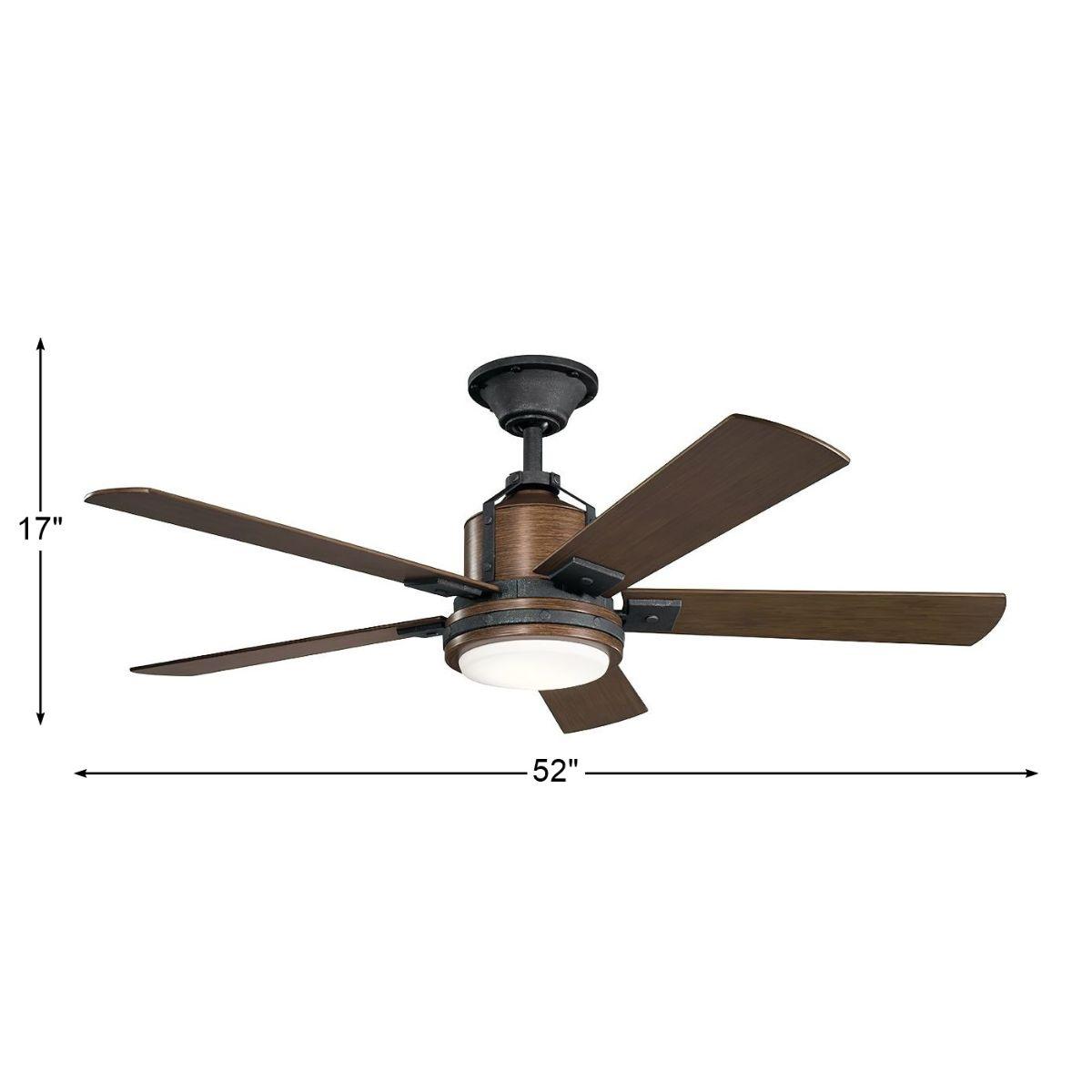 Colerne 52 Inch Auburn LED Ceiling Fan with Wall Control Included - Bees Lighting