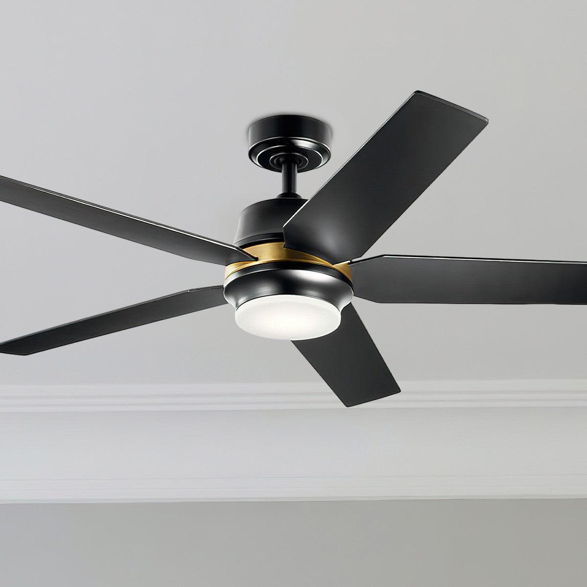 Maeve 52 Inch Satin Black LED Indoor Ceiling Fan with Remote - Bees Lighting