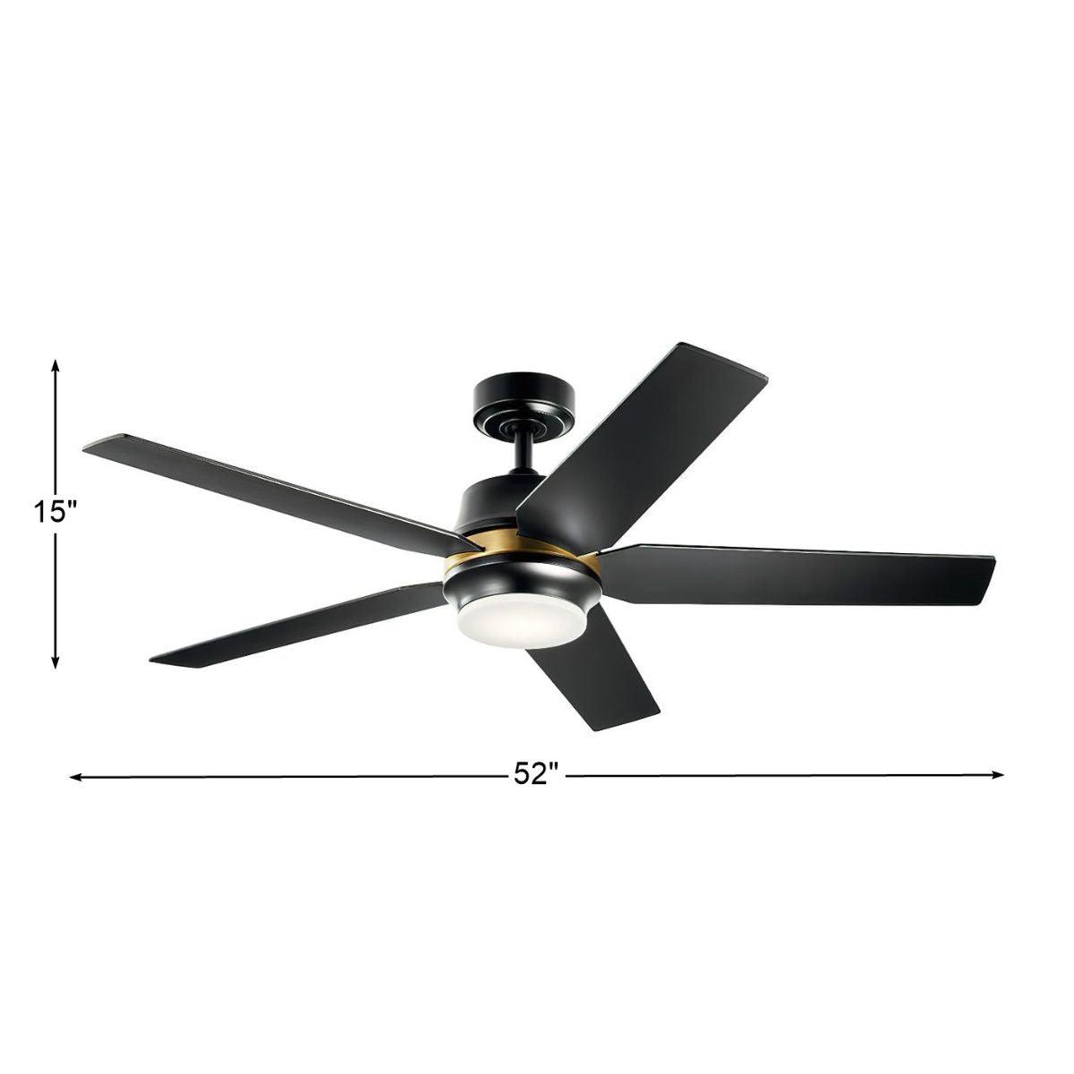 Maeve 52 Inch Satin Black LED Indoor Ceiling Fan with Remote - Bees Lighting