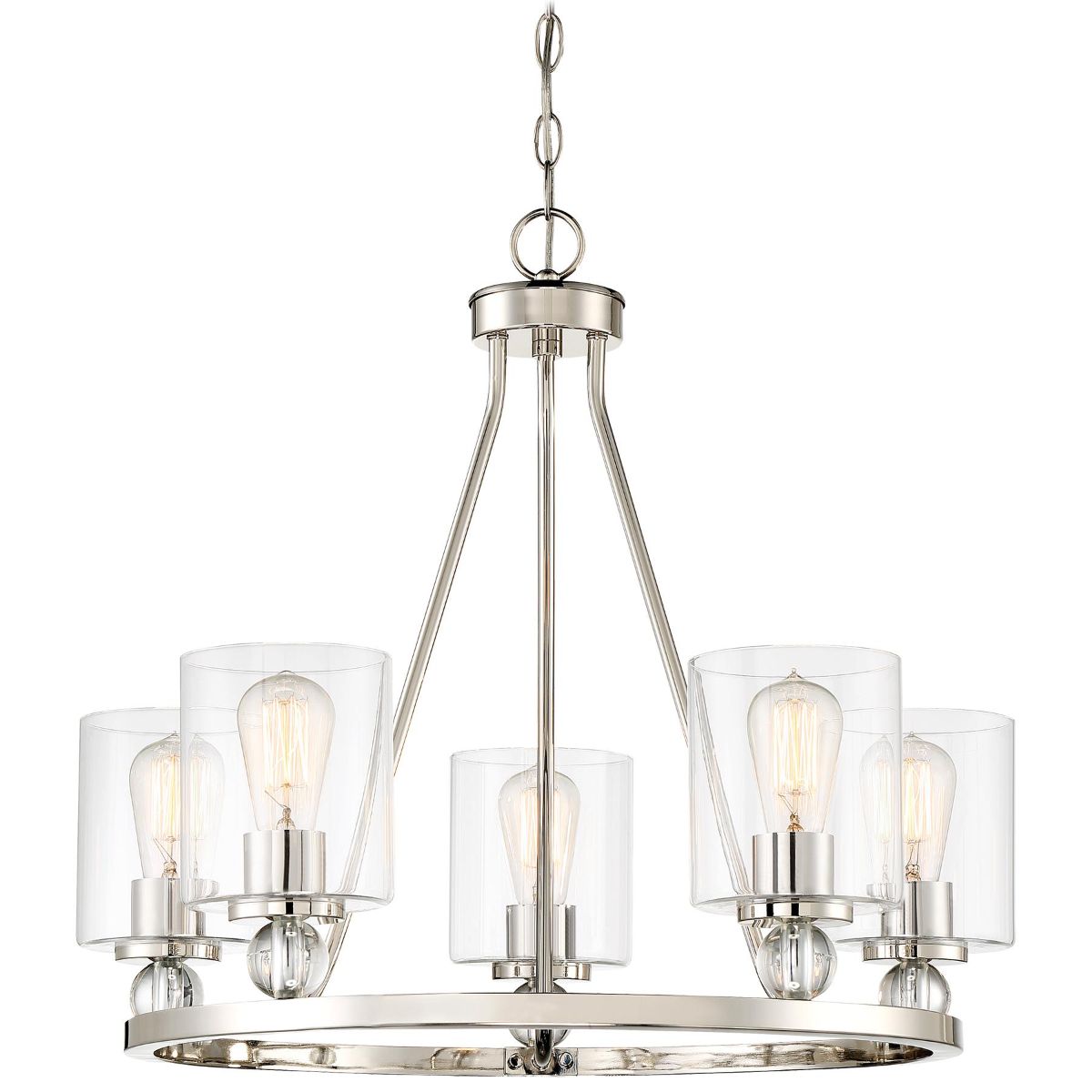 Studio 5 26 In. 5 Lights Chandelier Polished Nickel Finish - Bees Lighting