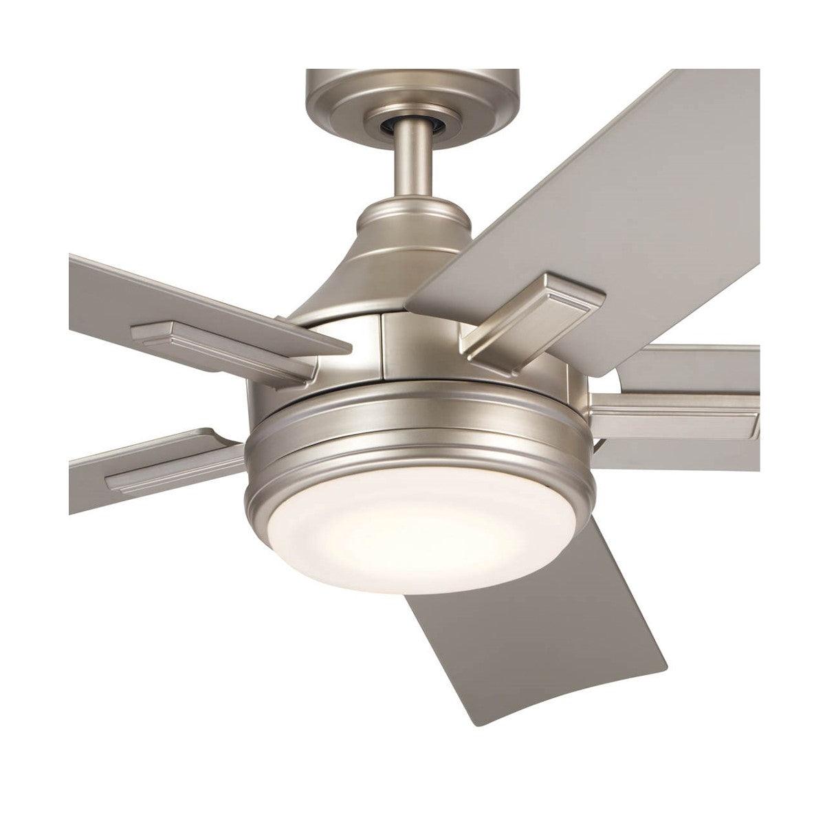 Tide 52 Inch Brushed Nickel LED Damp Rated Ceiling Fan with Remote - Bees Lighting