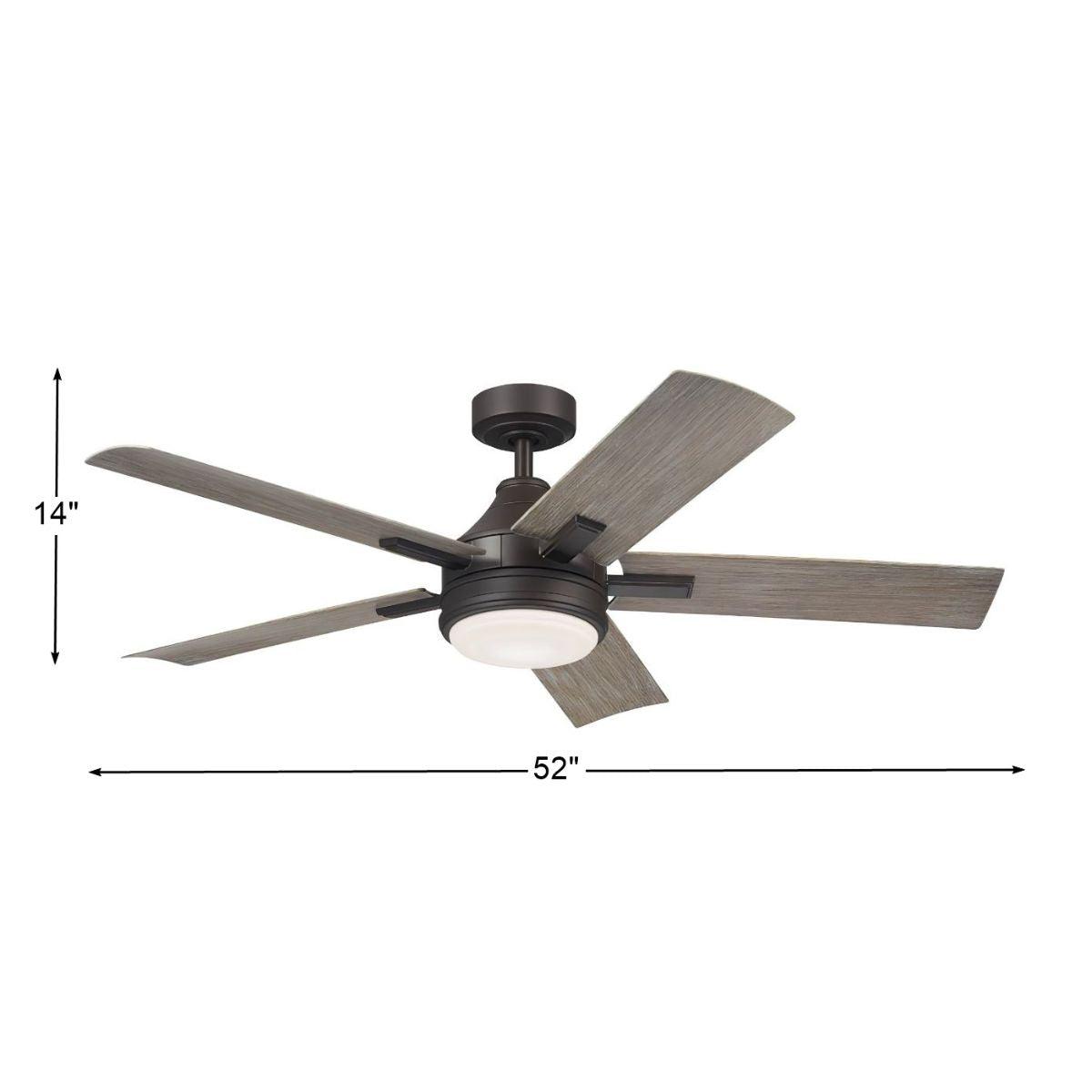 Tide 52 Inch Olde Bronze LED Damp Rated Ceiling Fan with Remote - Bees Lighting