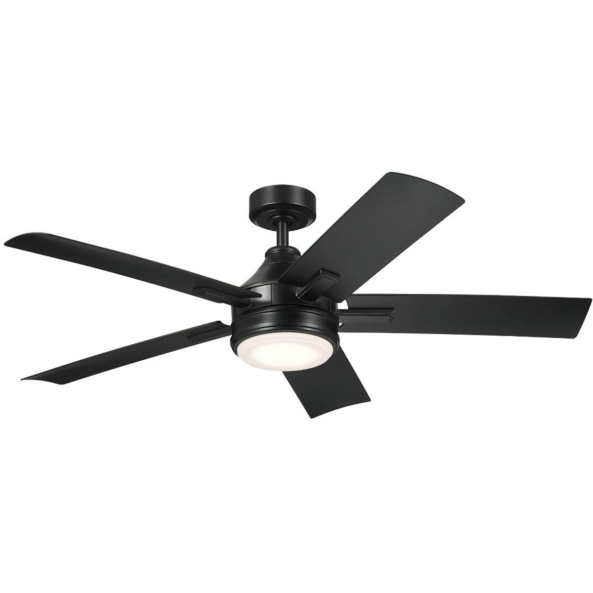 Tide 52 Inch Satin Black LED Damp Rated Ceiling Fan with Remote - Bees Lighting