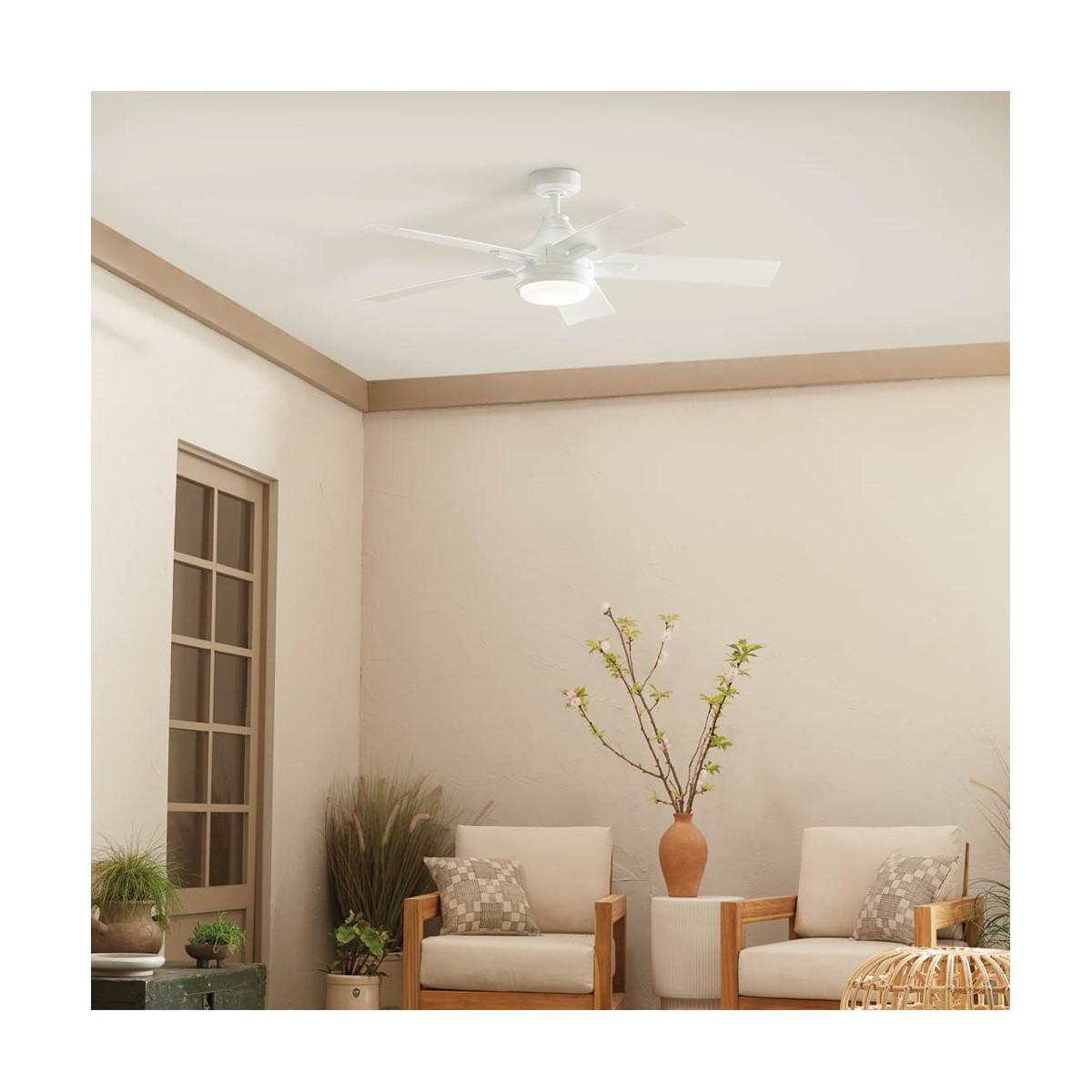 Tide 52 Inch White LED Damp Rated Ceiling Fan with Remote - Bees Lighting