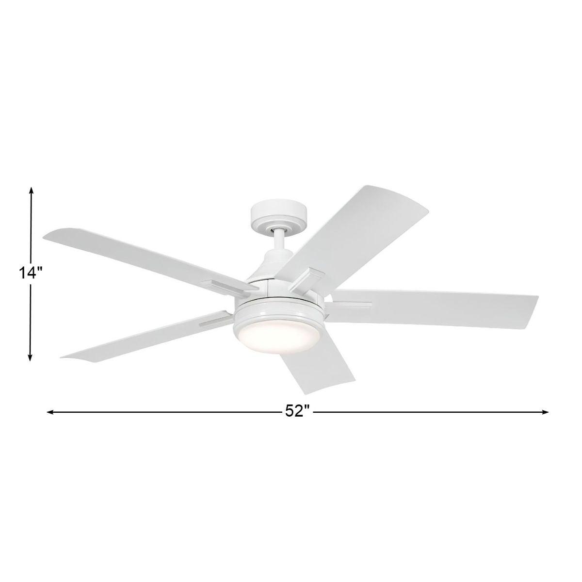 Tide 52 Inch White LED Damp Rated Ceiling Fan with Remote - Bees Lighting