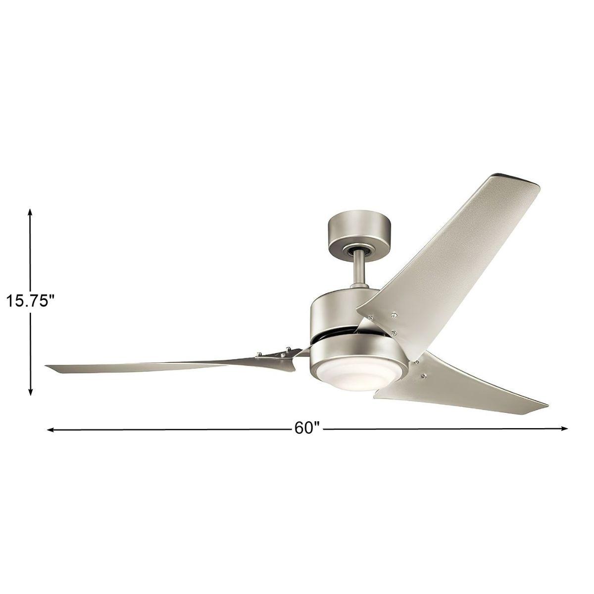 Rana 60 Inch Brushed Nickel LED Outdoor Ceiling Fan with Wall Control - Bees Lighting