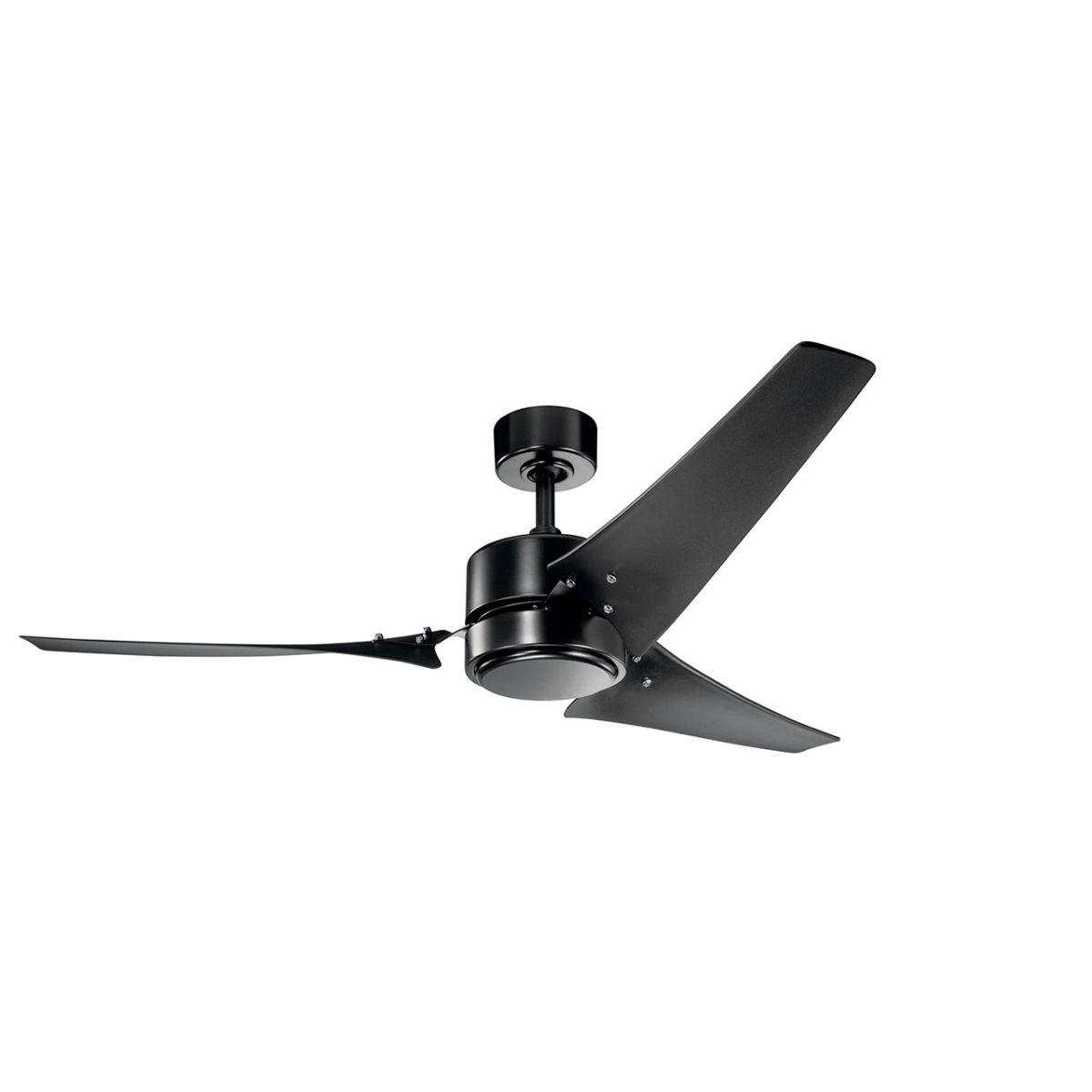 Rana 60 Inch Satin Black LED Outdoor Ceiling Fan with Wall Control - Bees Lighting