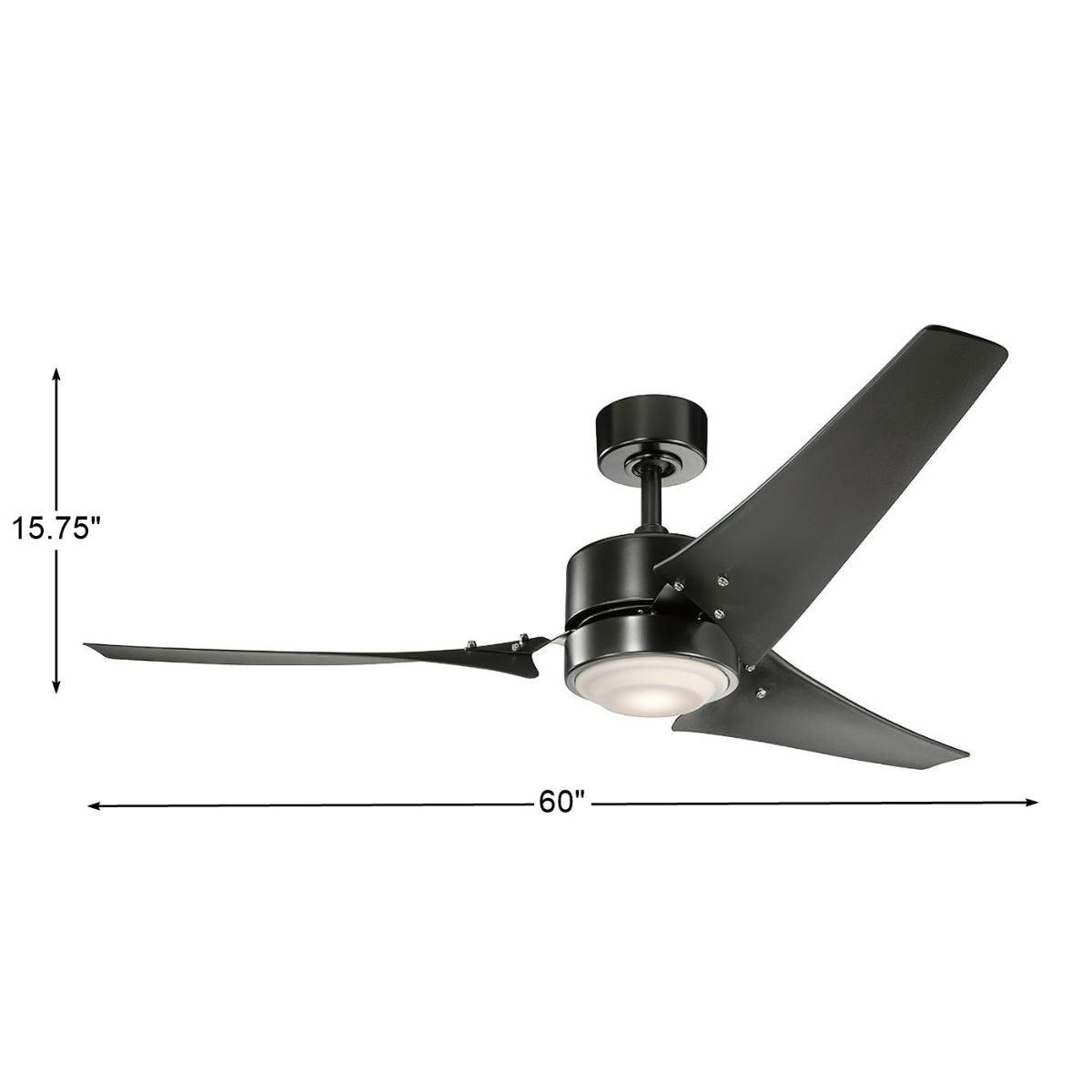 Rana 60 Inch Satin Black LED Outdoor Ceiling Fan with Wall Control - Bees Lighting