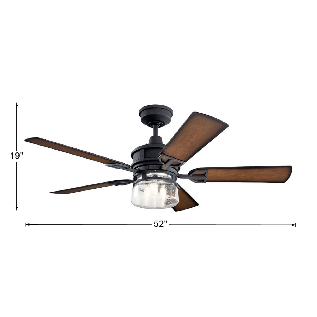 Lyndon Patio 52 Inch Black LED Outdoor Ceiling Fan with Wall Control - Bees Lighting