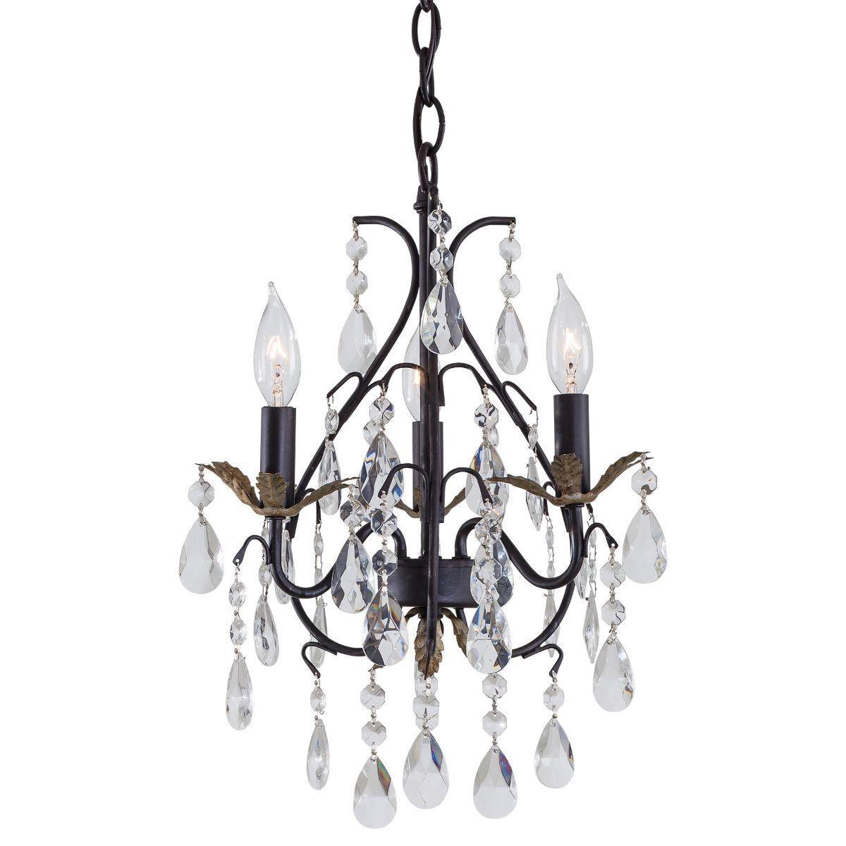 13 in. 3 Lights Chandelier Bronze & Silver finish - Bees Lighting