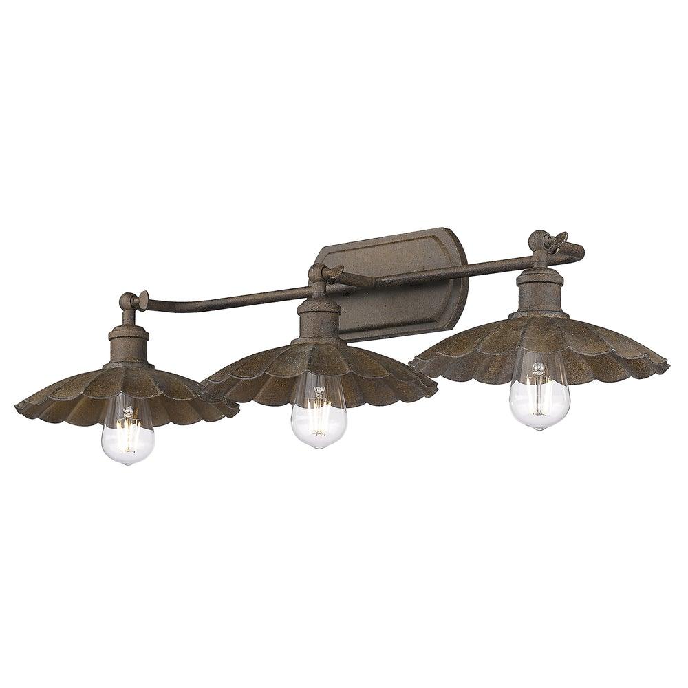 Clemence 31 in. 3 Lights Vanity Light Rust finish - Bees Lighting