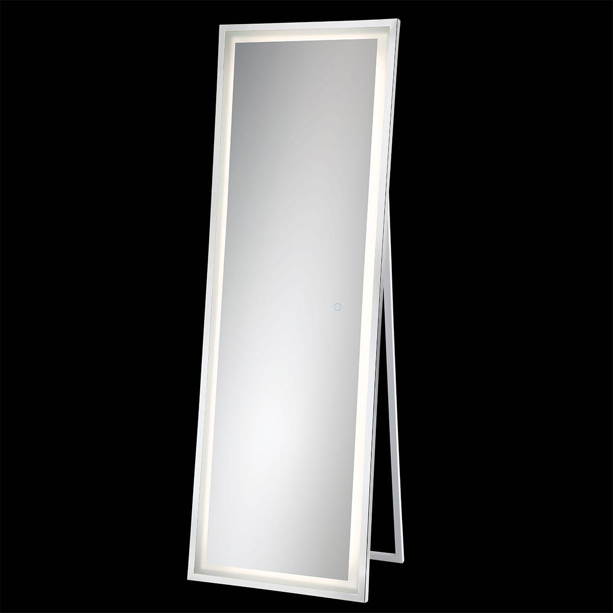 Maddox 20 In x 65 In. White LED Floor Mirror - Bees Lighting