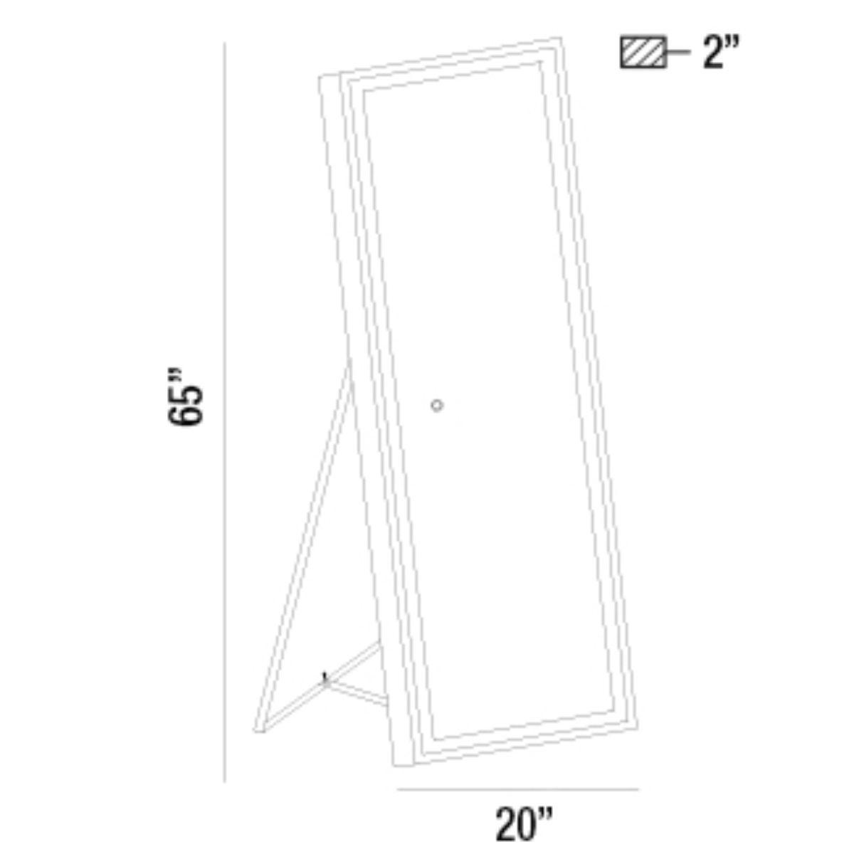 Maddox 20 In x 65 In. White LED Floor Mirror - Bees Lighting