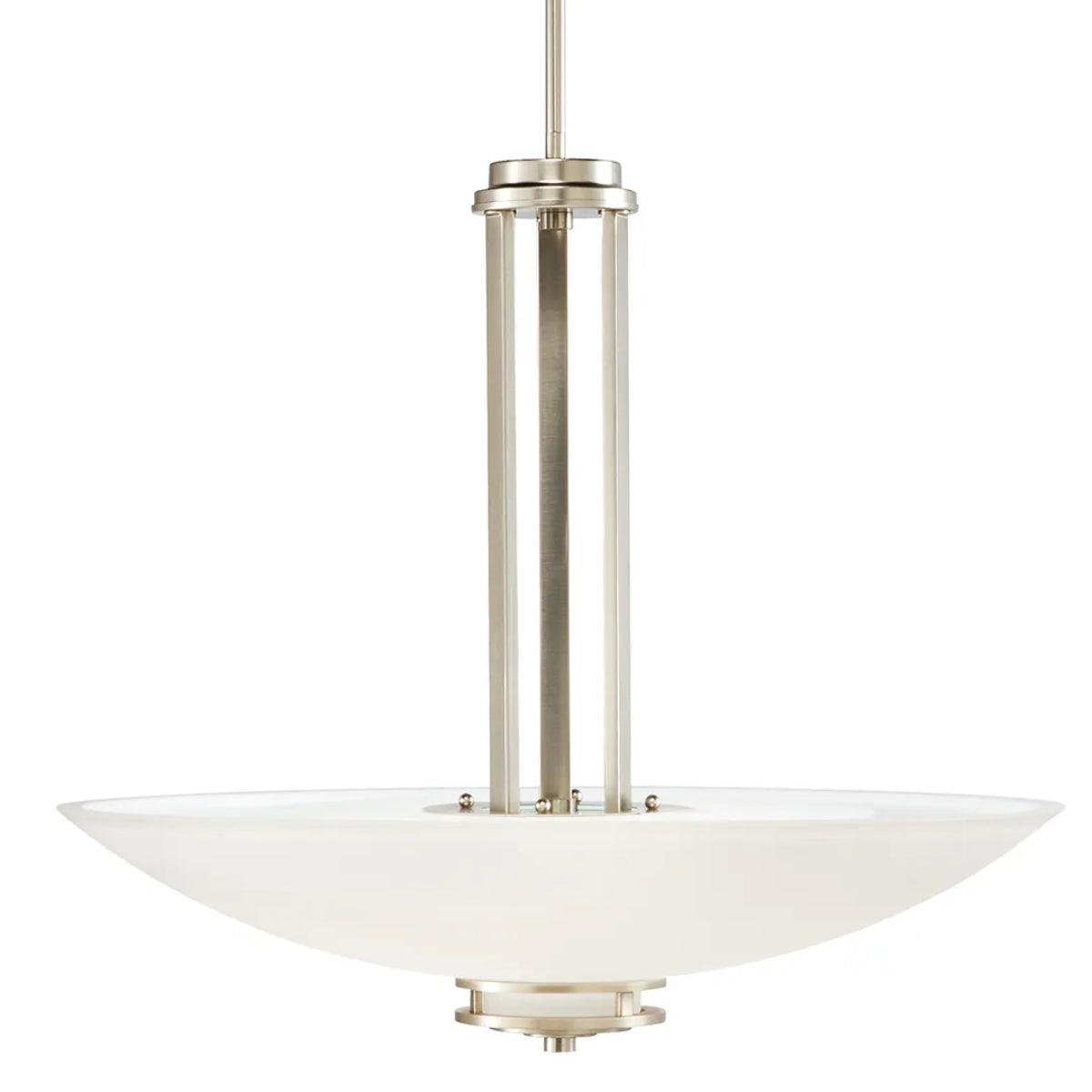 Hendrik 24" 3-Light Pendant Light with Satin etched cased opal glass, Brushed nickel Finish - Bees Lighting