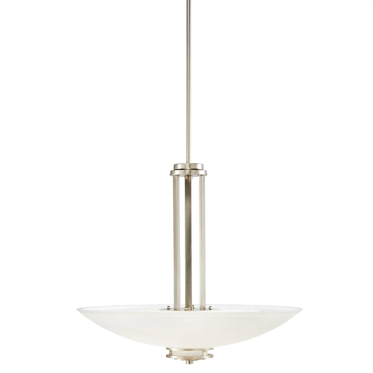 Hendrik 24" 3-Light Pendant Light with Satin etched cased opal glass, Brushed nickel Finish