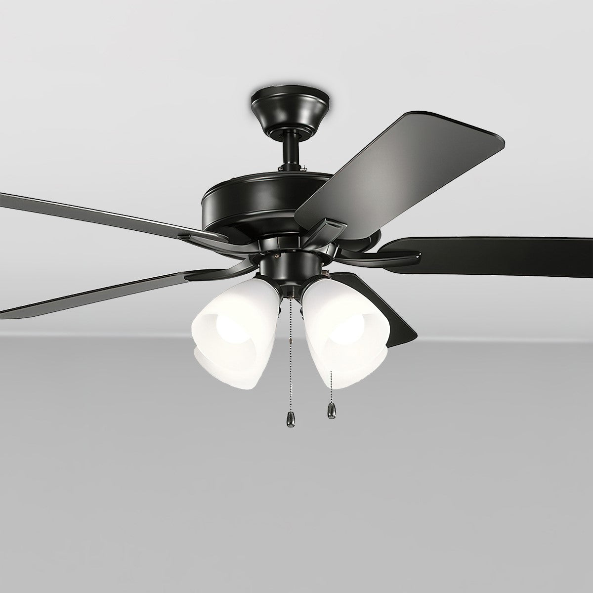 Basics Pro Premier 52 Inch Satin Black LED Ceiling Fan with Etched Glass 4-Light Kit