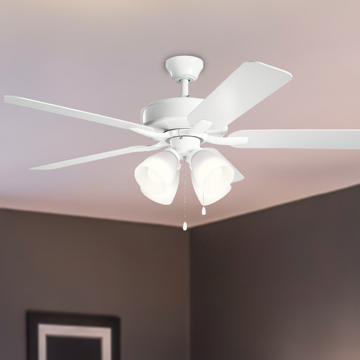 Basics Pro Premier 52" LED Ceiling Fan with Etched Glass - Bees Lighting