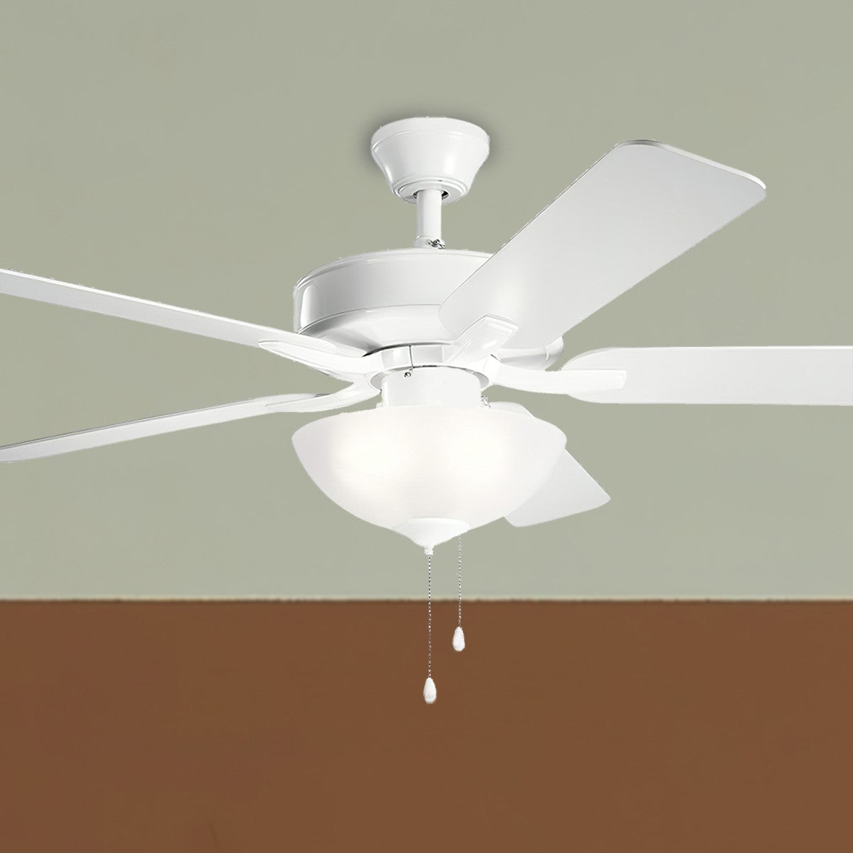 Basics Pro Select 52 Inch White Ceiling Fan with Light Kit and Pull Chain