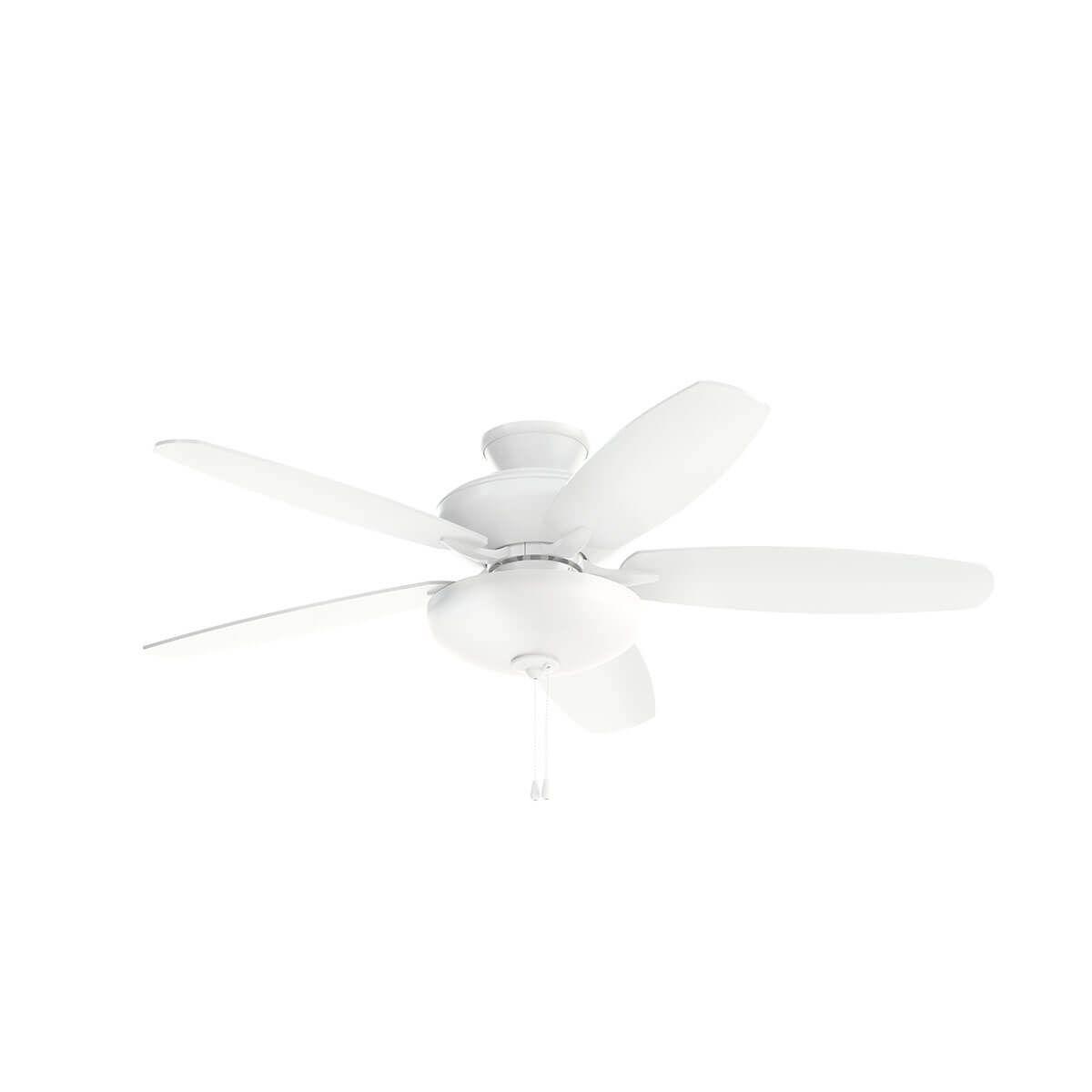 Renew Select 52 Inch Matte White LED Ceiling Fan with Light Kit and Pull Chain - Bees Lighting