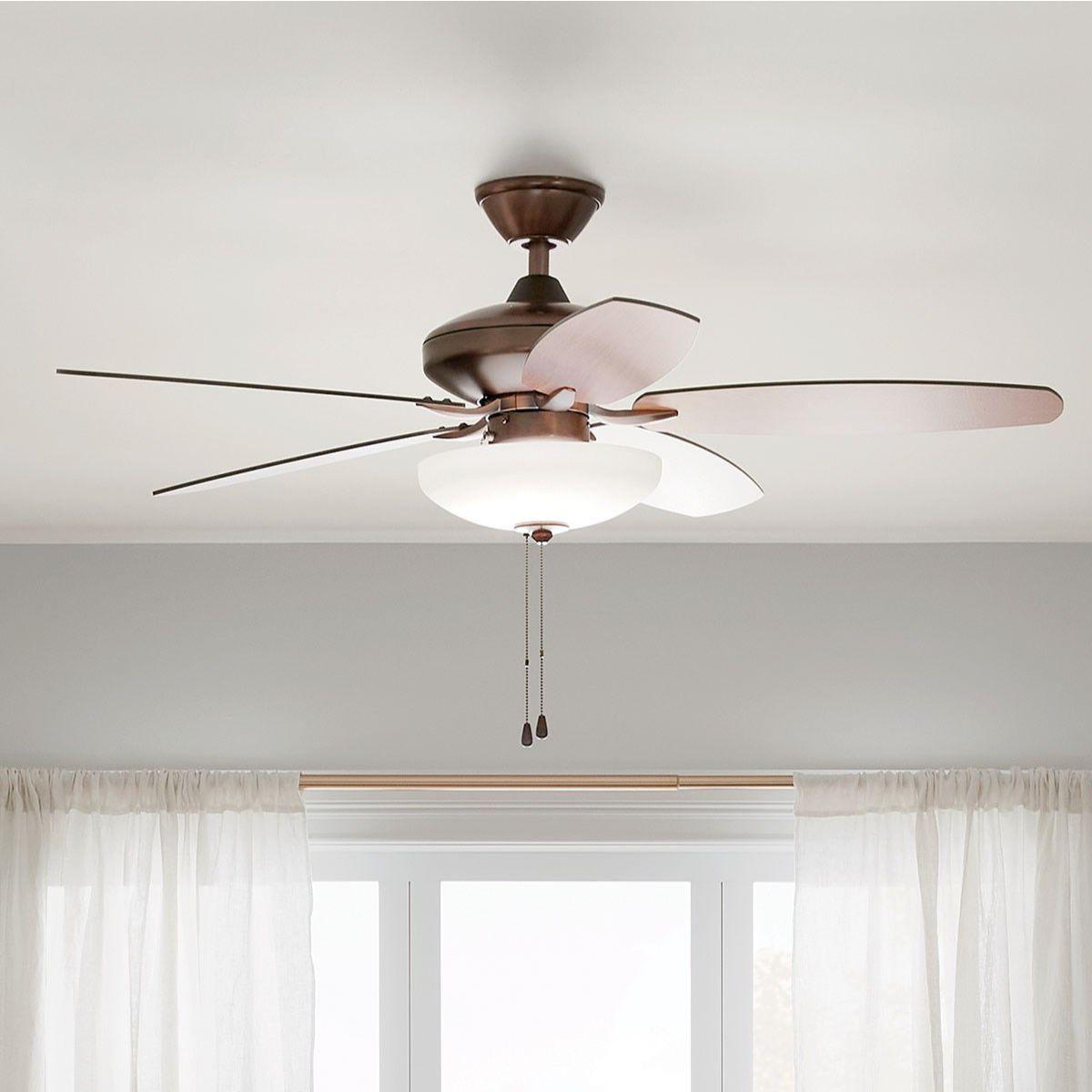 Renew Select 52 Inch Oil Brushed Bronze LED Ceiling Fan with Light Kit and Pull Chain - Bees Lighting