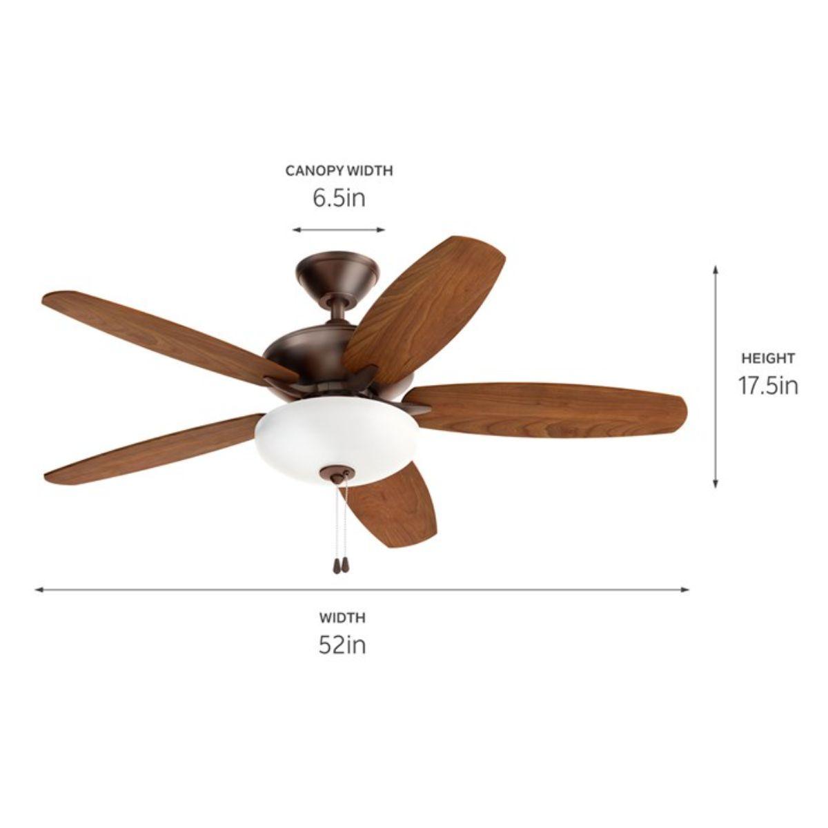 Renew Select 52 Inch Oil Brushed Bronze LED Ceiling Fan with Light Kit and Pull Chain - Bees Lighting