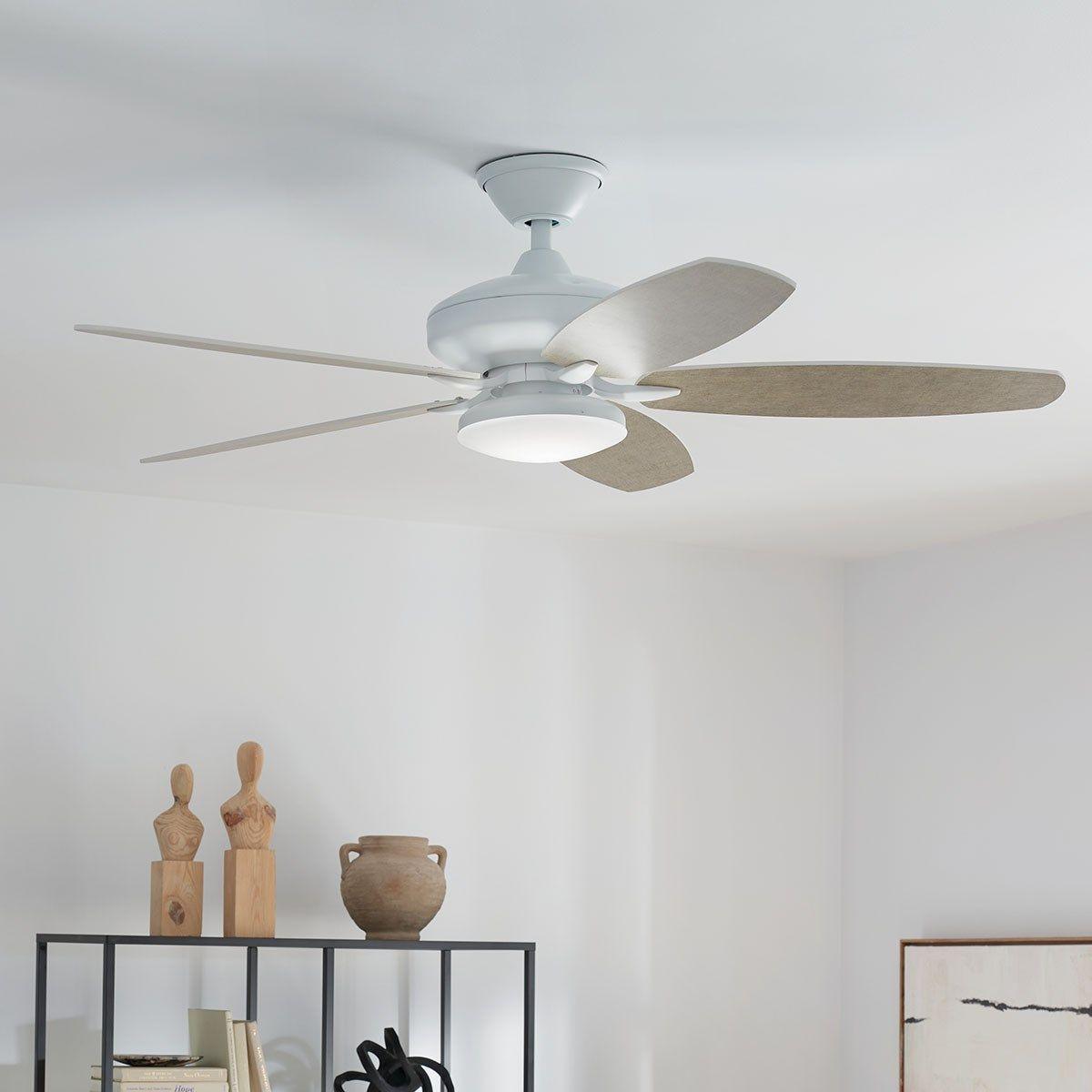 Renew Designer 52 Inch Matte White Damp Rated LED Ceiling Fan with Remote - Bees Lighting