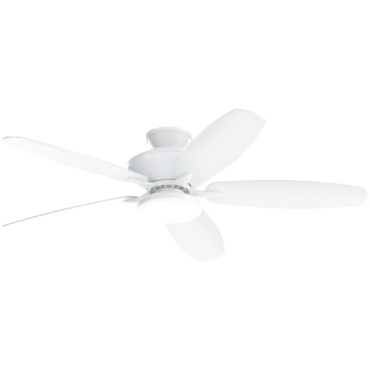 Renew Designer 52 Inch Matte White Damp Rated LED Ceiling Fan with Remote - Bees Lighting