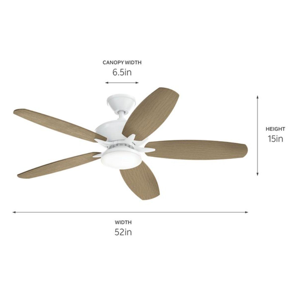 Renew Designer 52 Inch Matte White Damp Rated LED Ceiling Fan with Remote - Bees Lighting