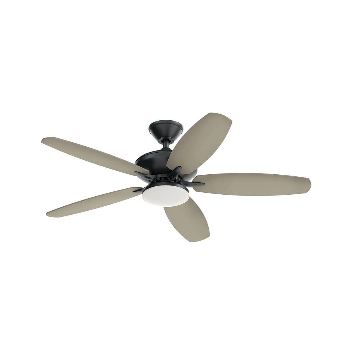 Renew Designer 52 Inch Satin Black Damp Rated LED Ceiling Fan with Remote - Bees Lighting