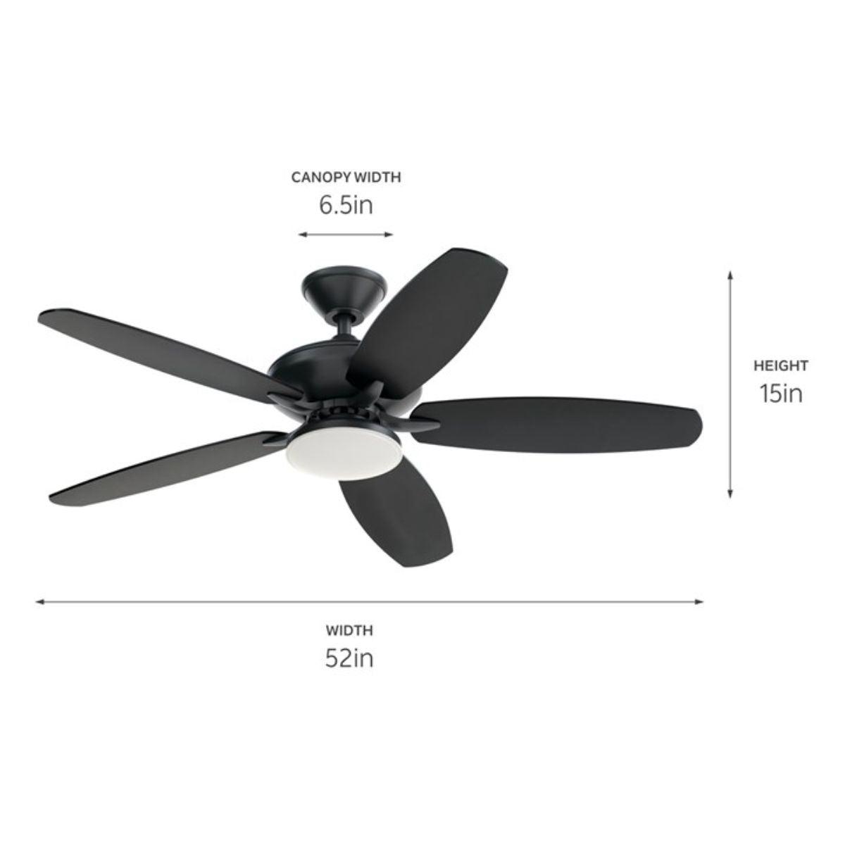 Renew Designer 52 Inch Satin Black Damp Rated LED Ceiling Fan with Remote - Bees Lighting