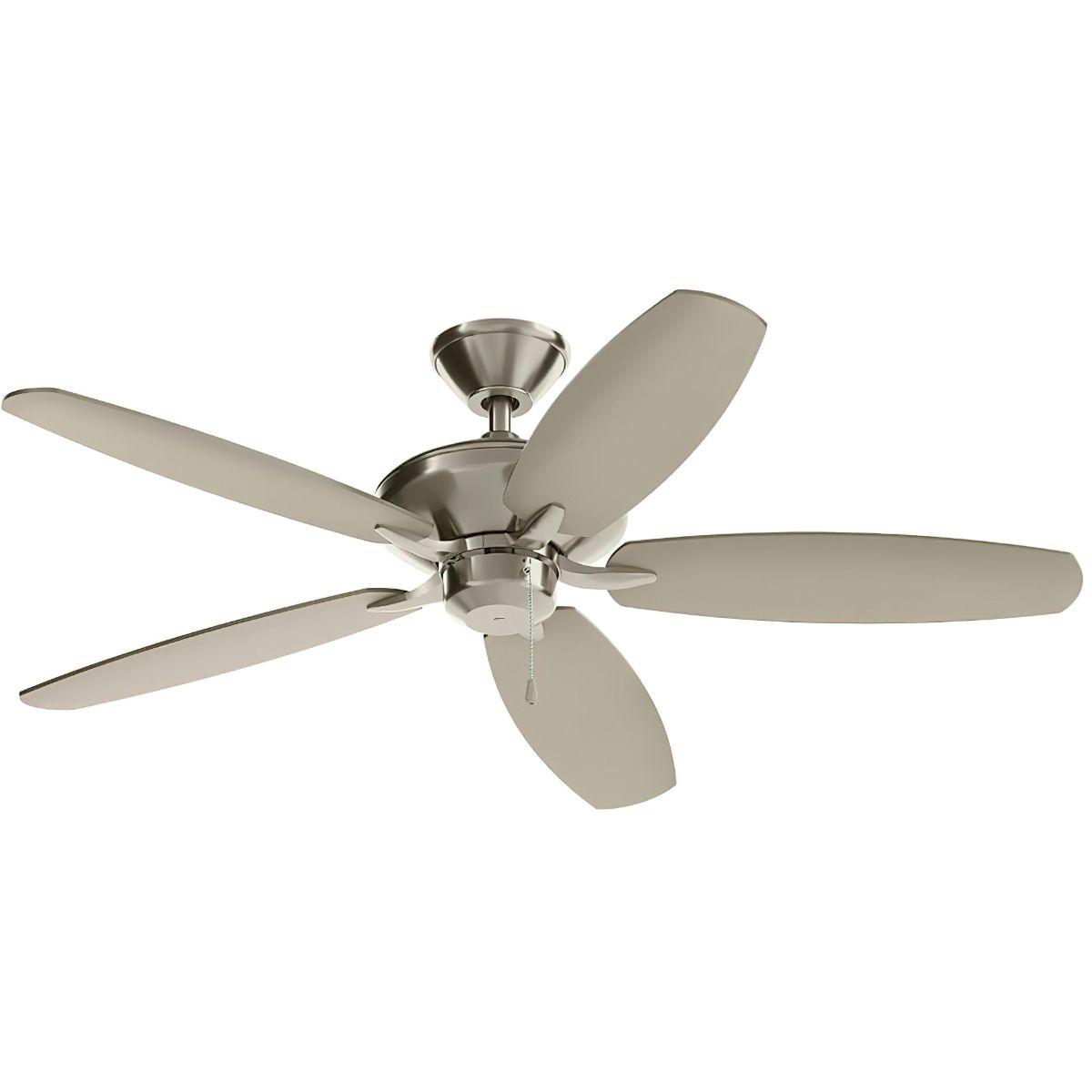 Renew Energy Star 52 Inch Brushed Stainless Steel Simple Ceiling Fan with Pull Chain - Bees Lighting