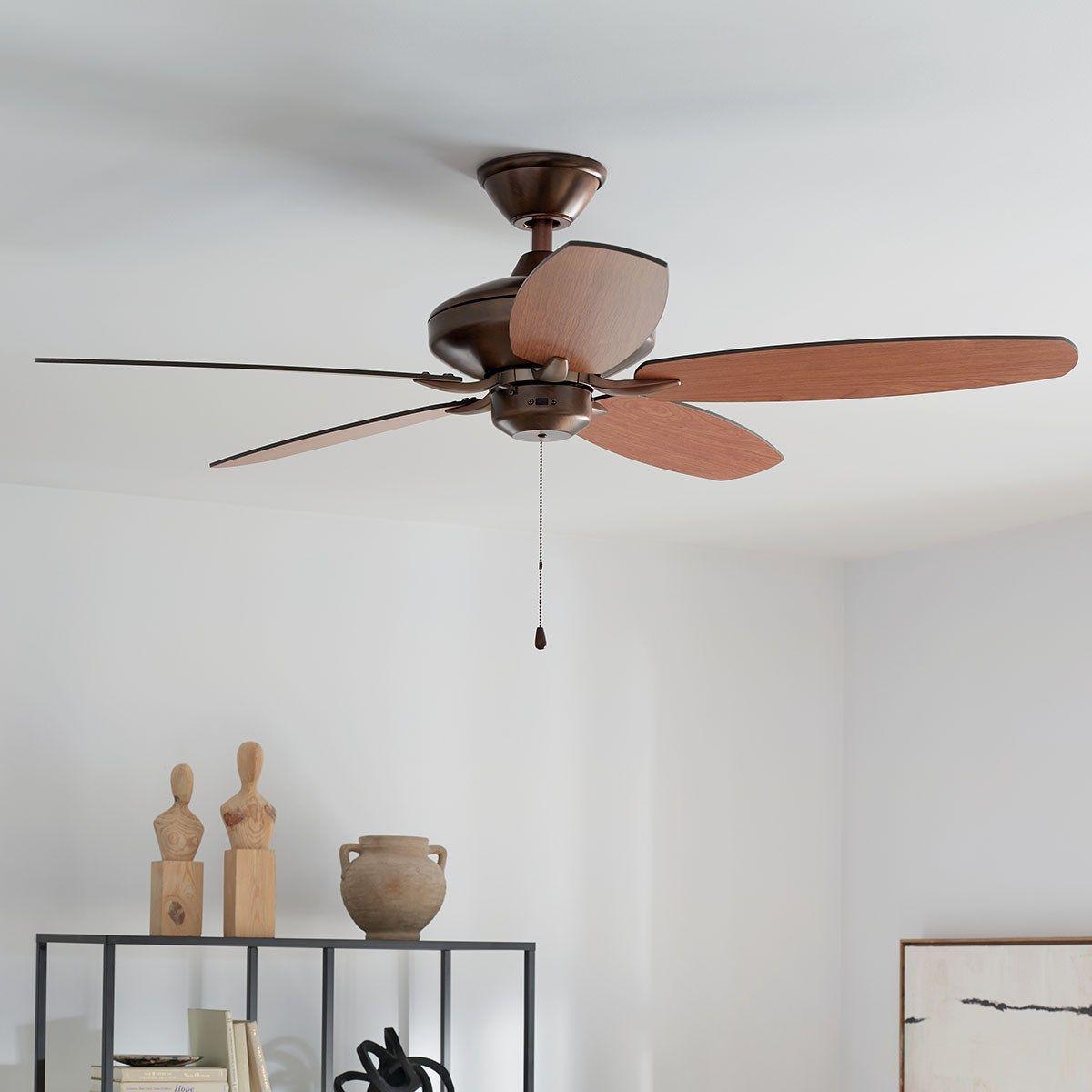 Renew Energy Star 52 Inch Oil Brushed Bronze Simple Ceiling Fan with Pull Chain - Bees Lighting