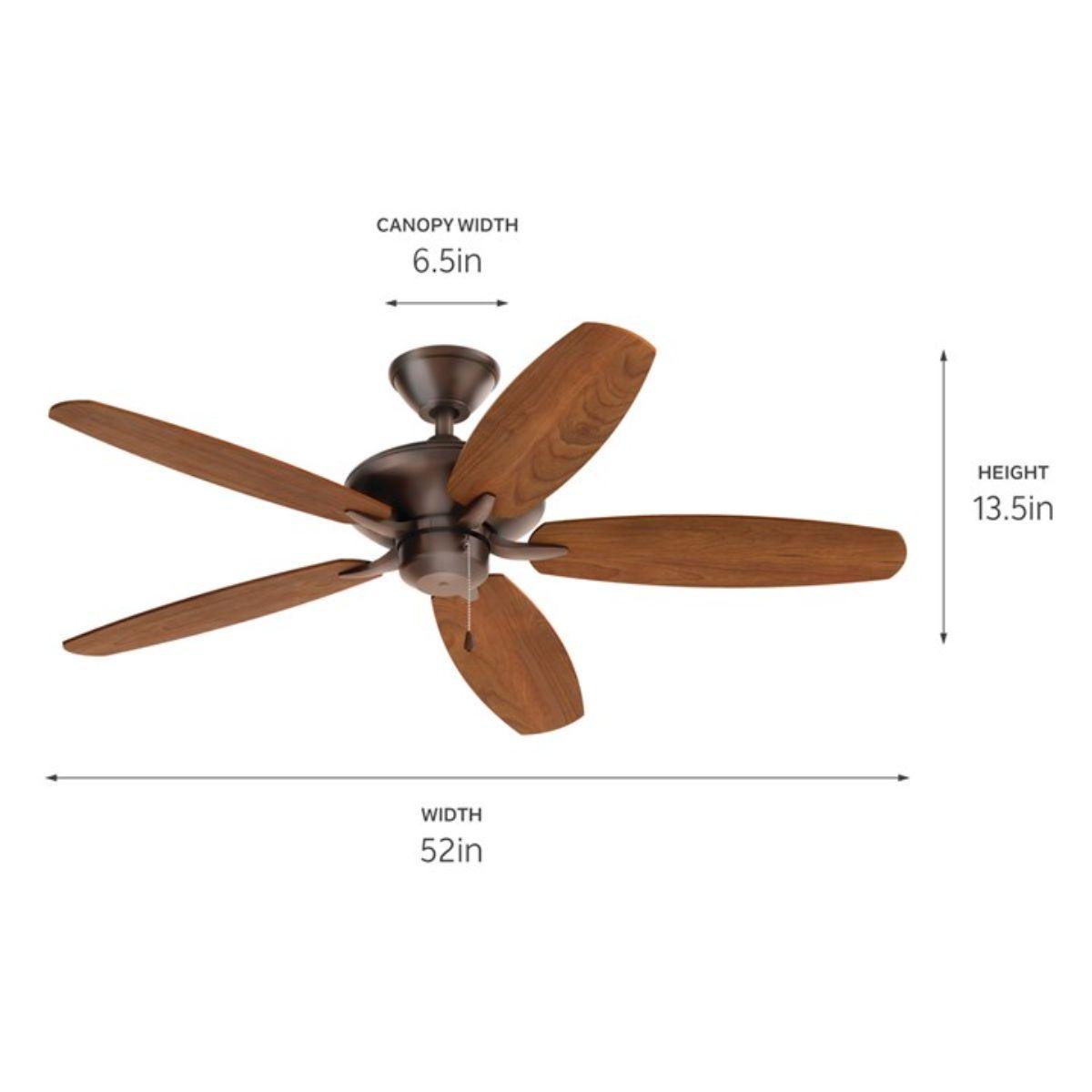 Renew Energy Star 52 Inch Oil Brushed Bronze Simple Ceiling Fan with Pull Chain - Bees Lighting