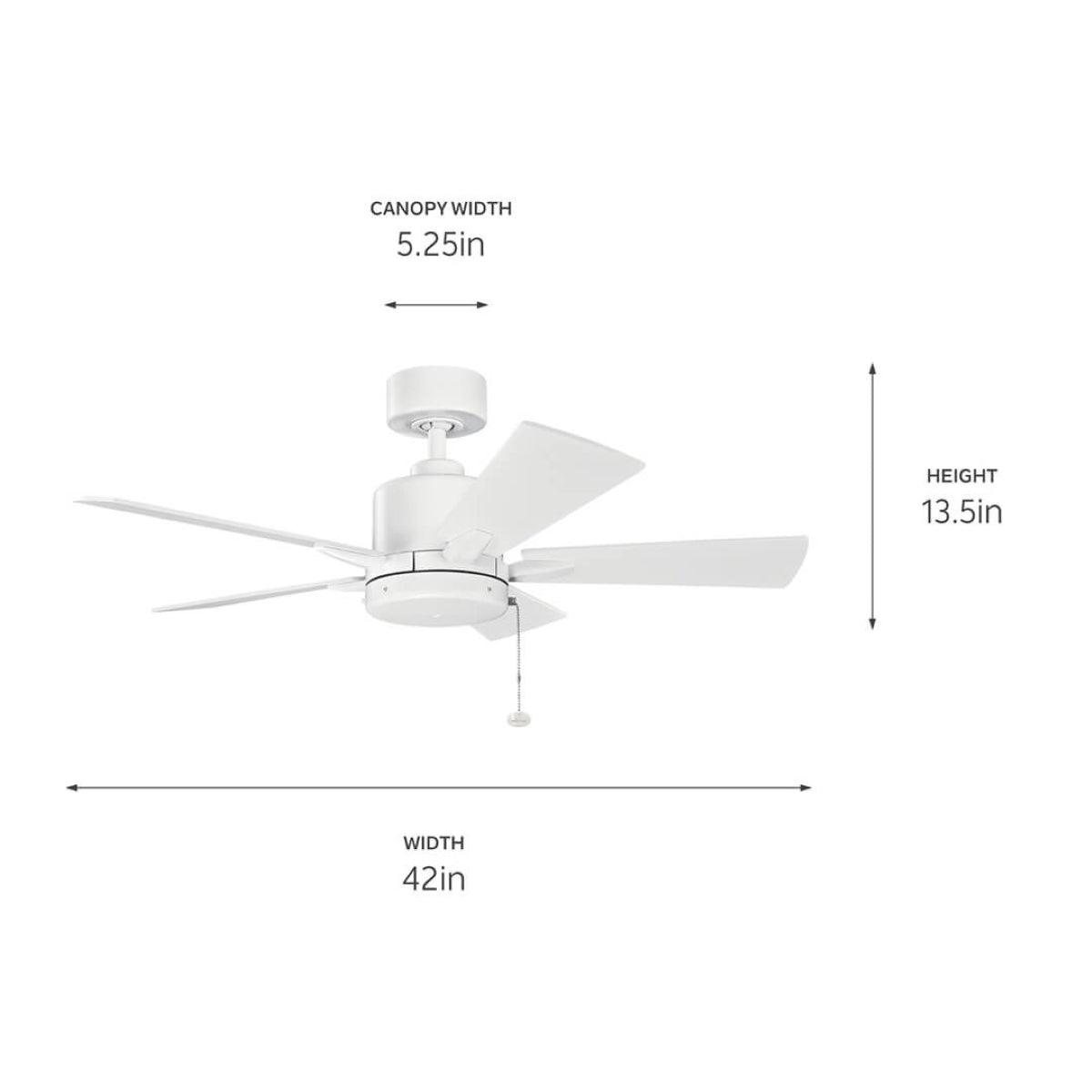 Lucian II 42 Inch Matte White Indoor Ceiling Fan with Pull Chain - Bees Lighting